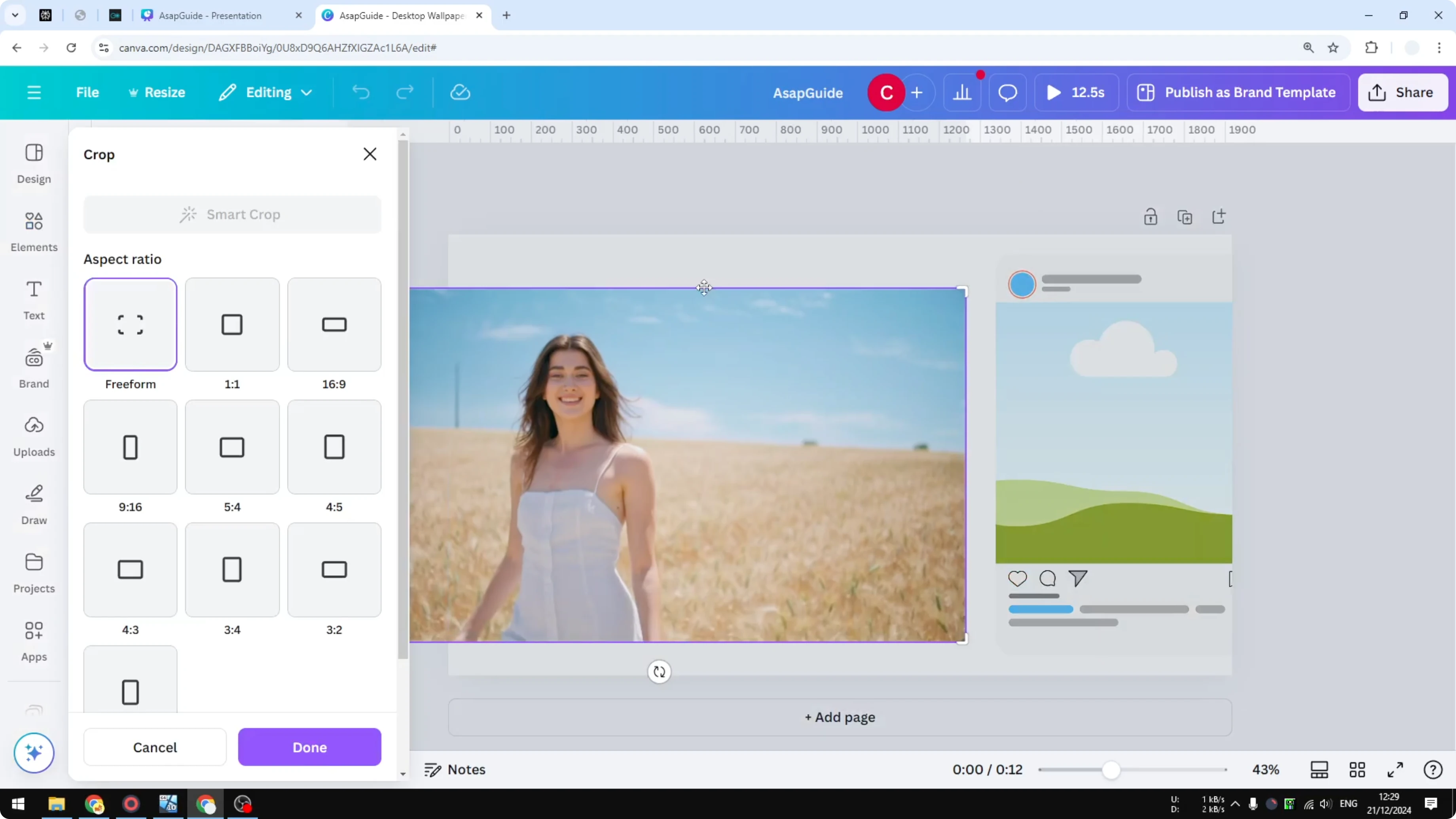 Screenshot from How to Crop a Video Using Canva at 49s