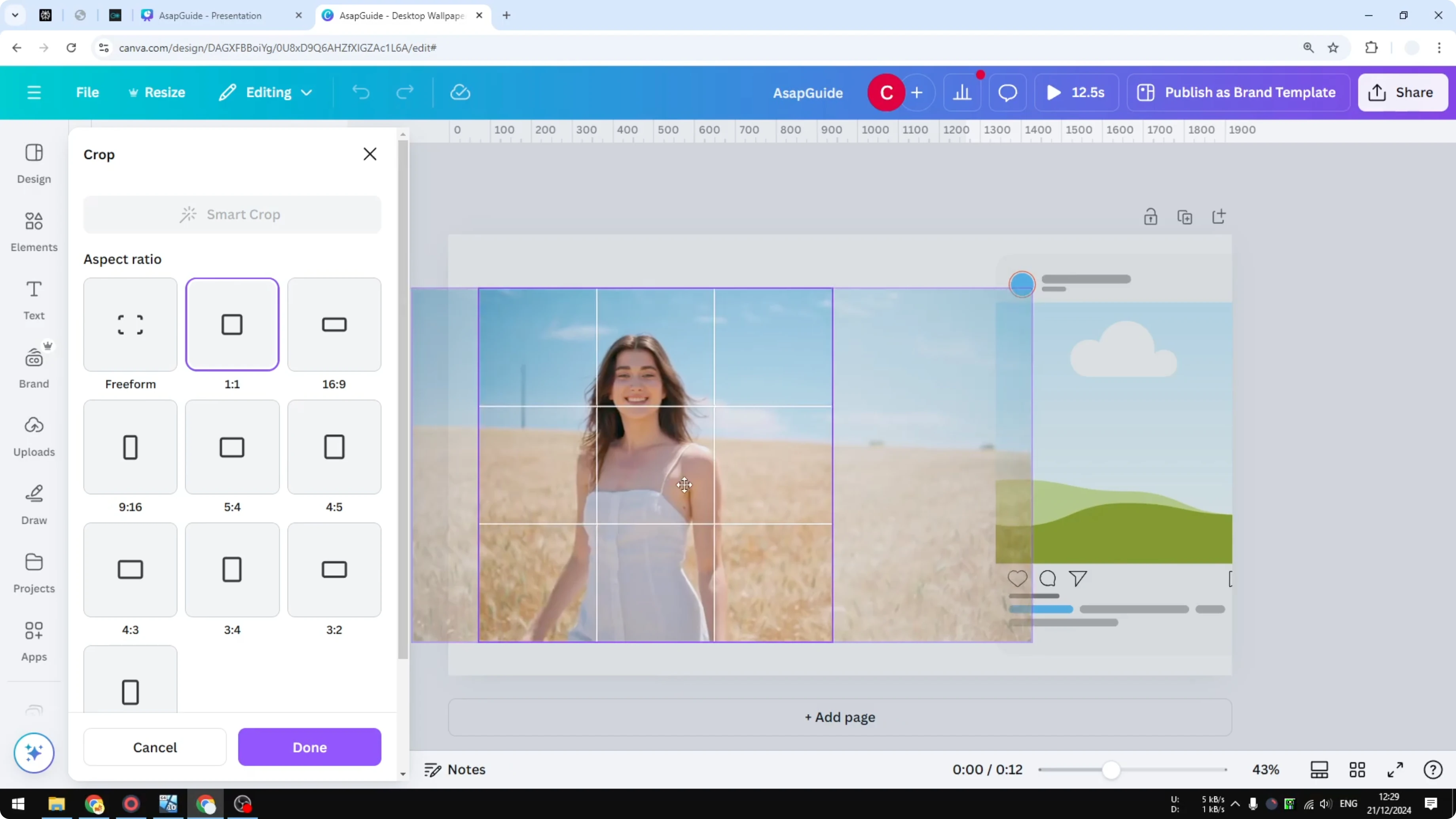 Screenshot from How to Crop a Video Using Canva at 59s