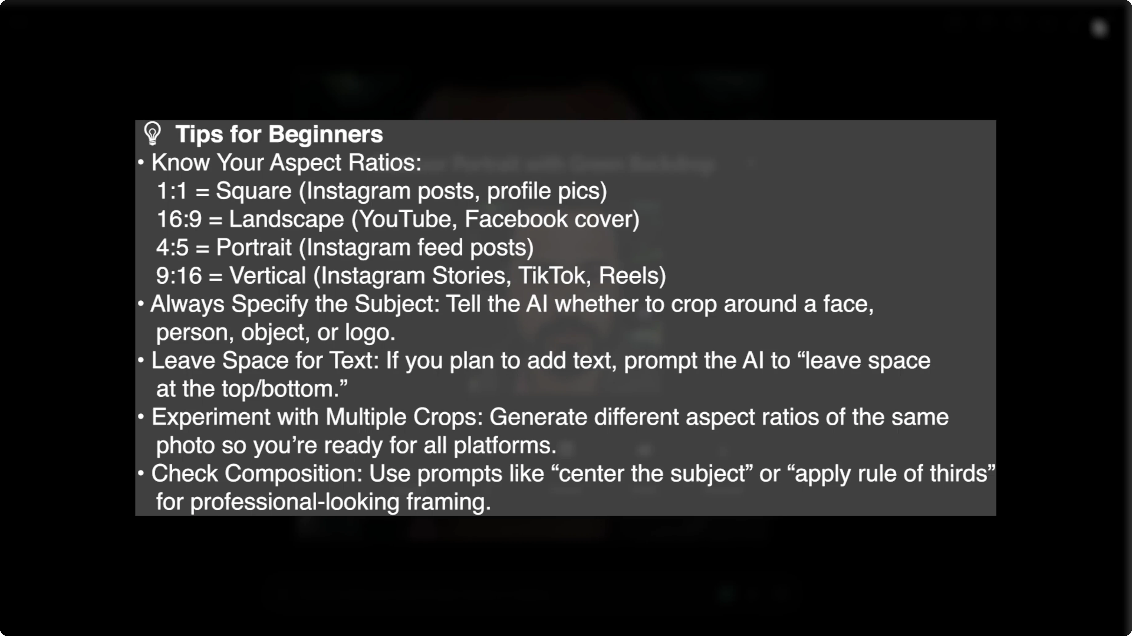 Screenshot from How to Automatically Crop and Frame Your Photos Professionally with AI? at 120s