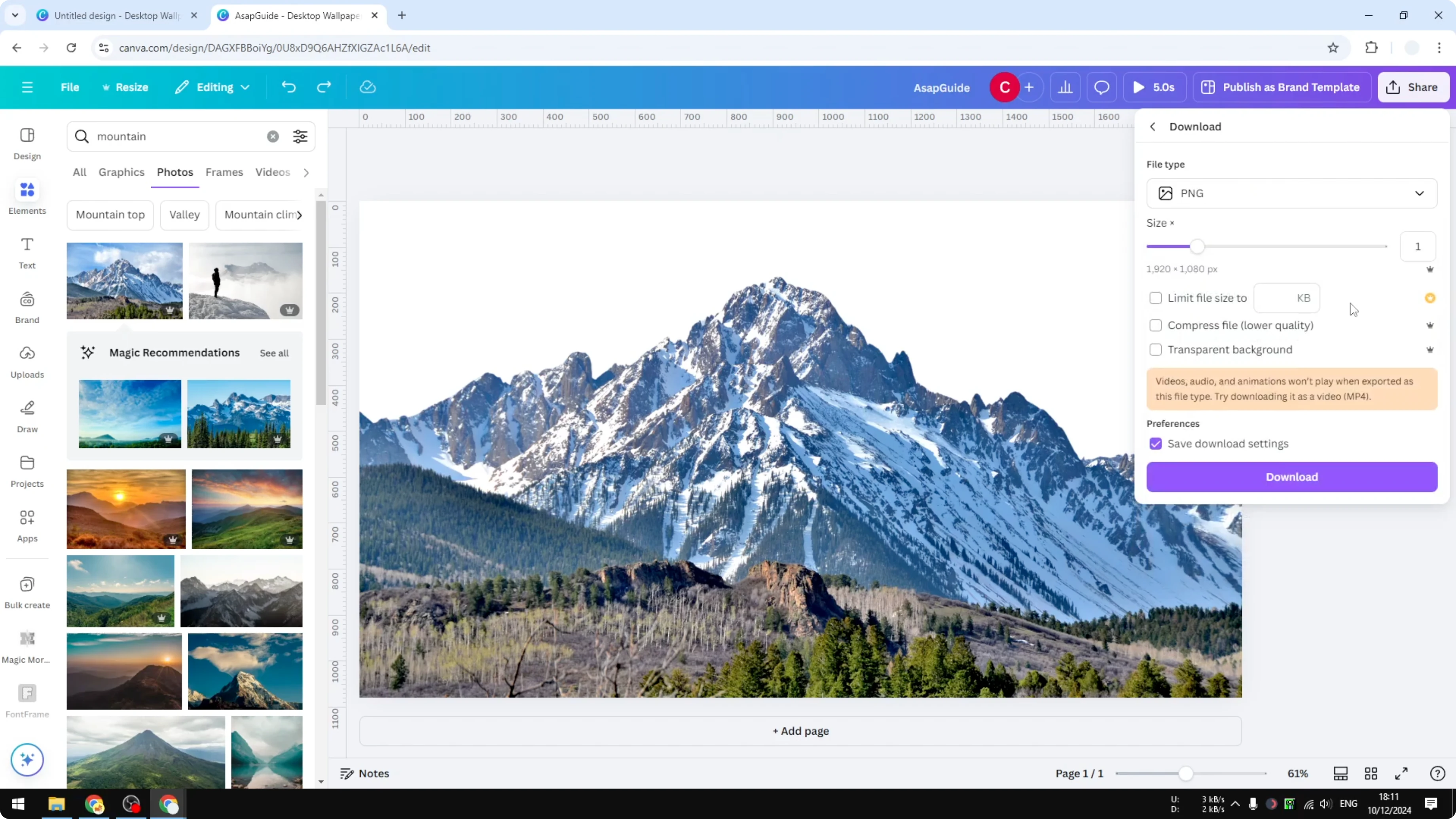 Screenshot from How to Download a Transparent Image From Canva at 91s
