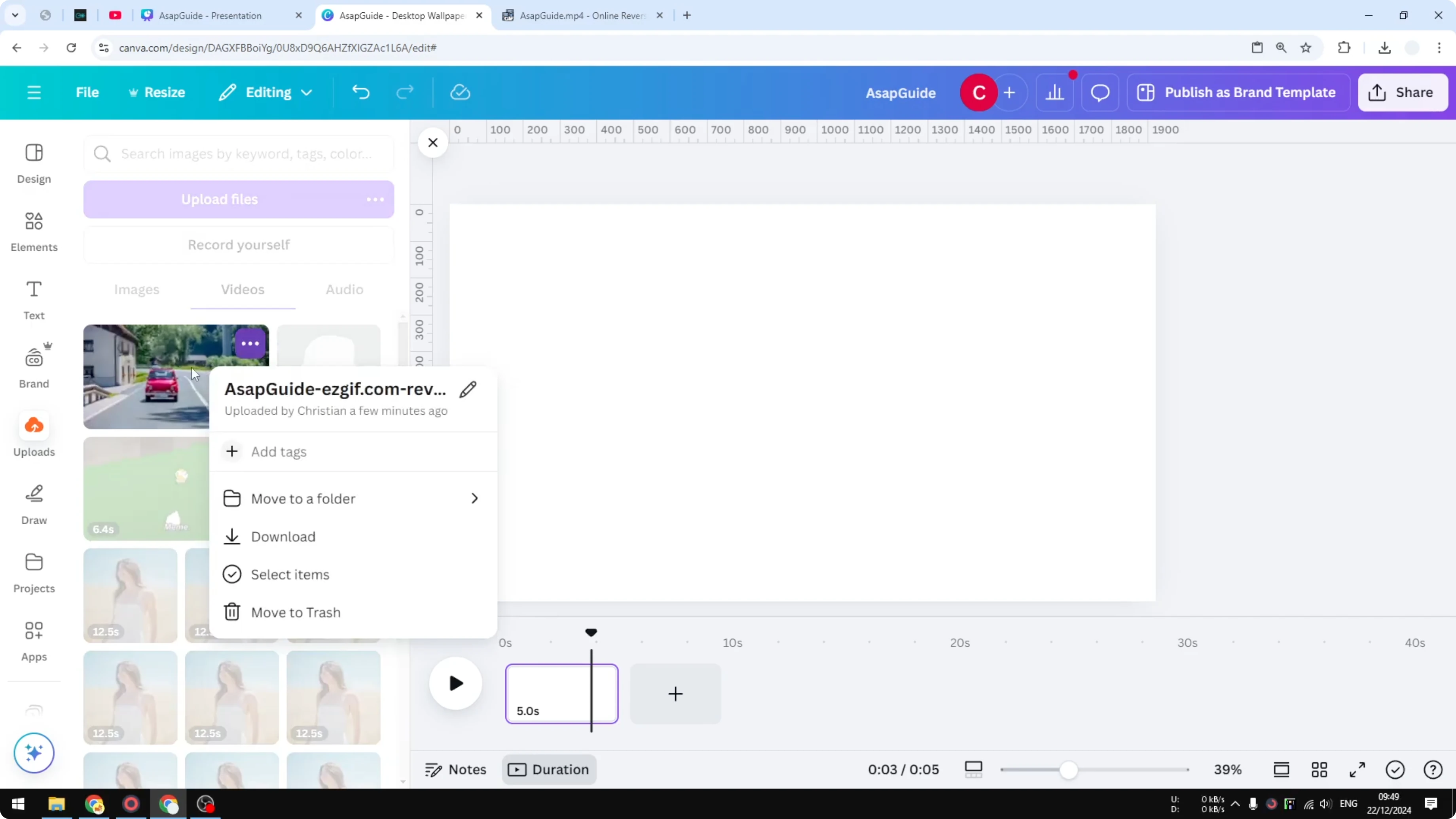 Screenshot from How to Download Video from Canva Library at 45s