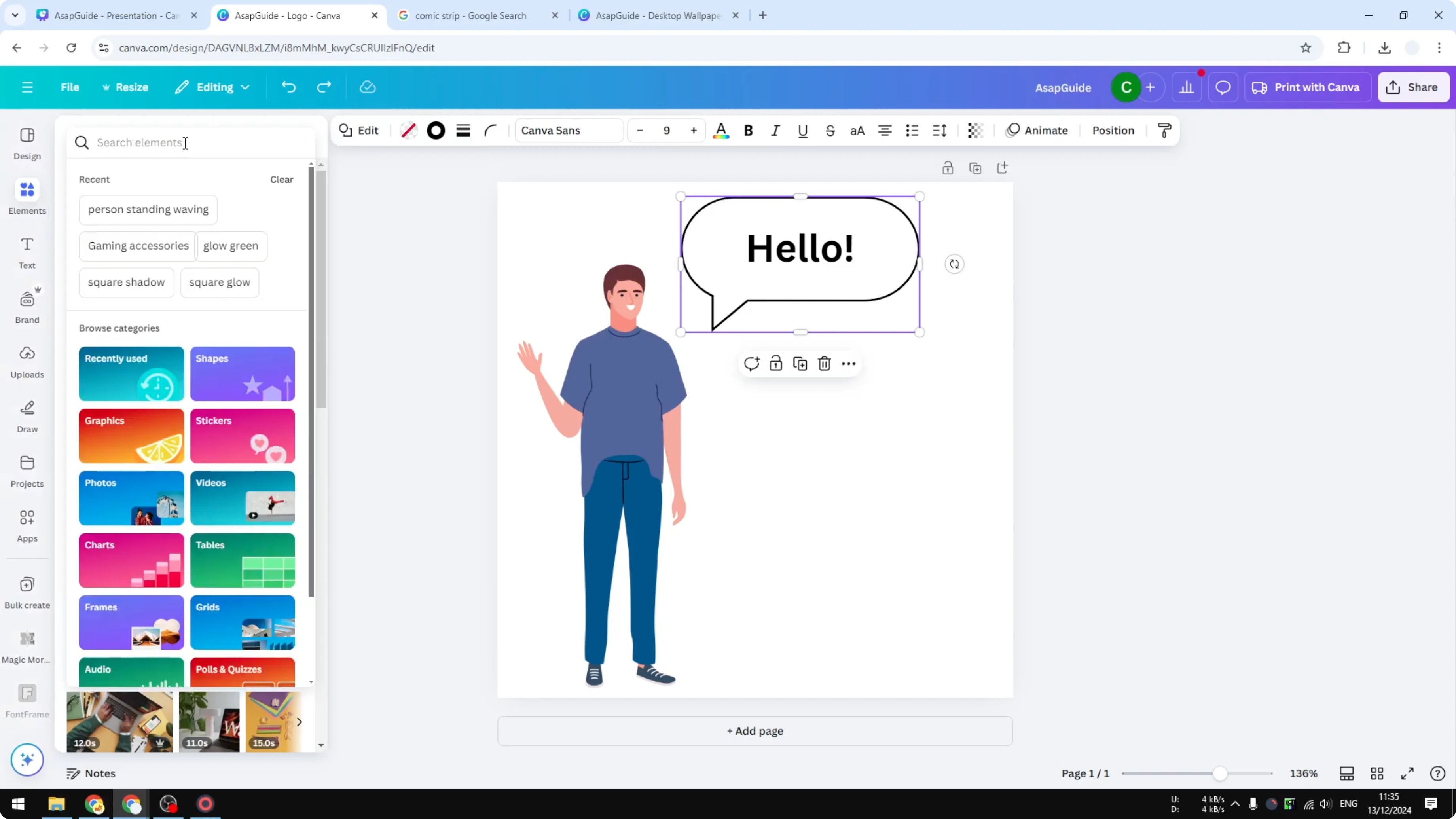 Screenshot from How to Easily Add Speech Bubble in Canva at 105s