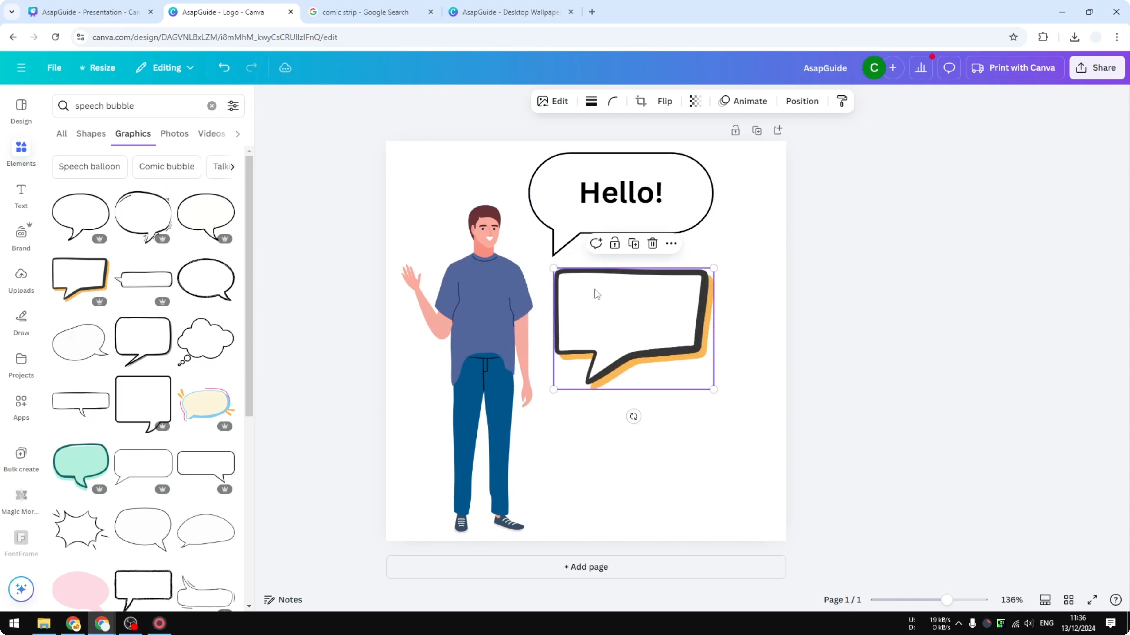 Screenshot from How to Easily Add Speech Bubble in Canva at 124s