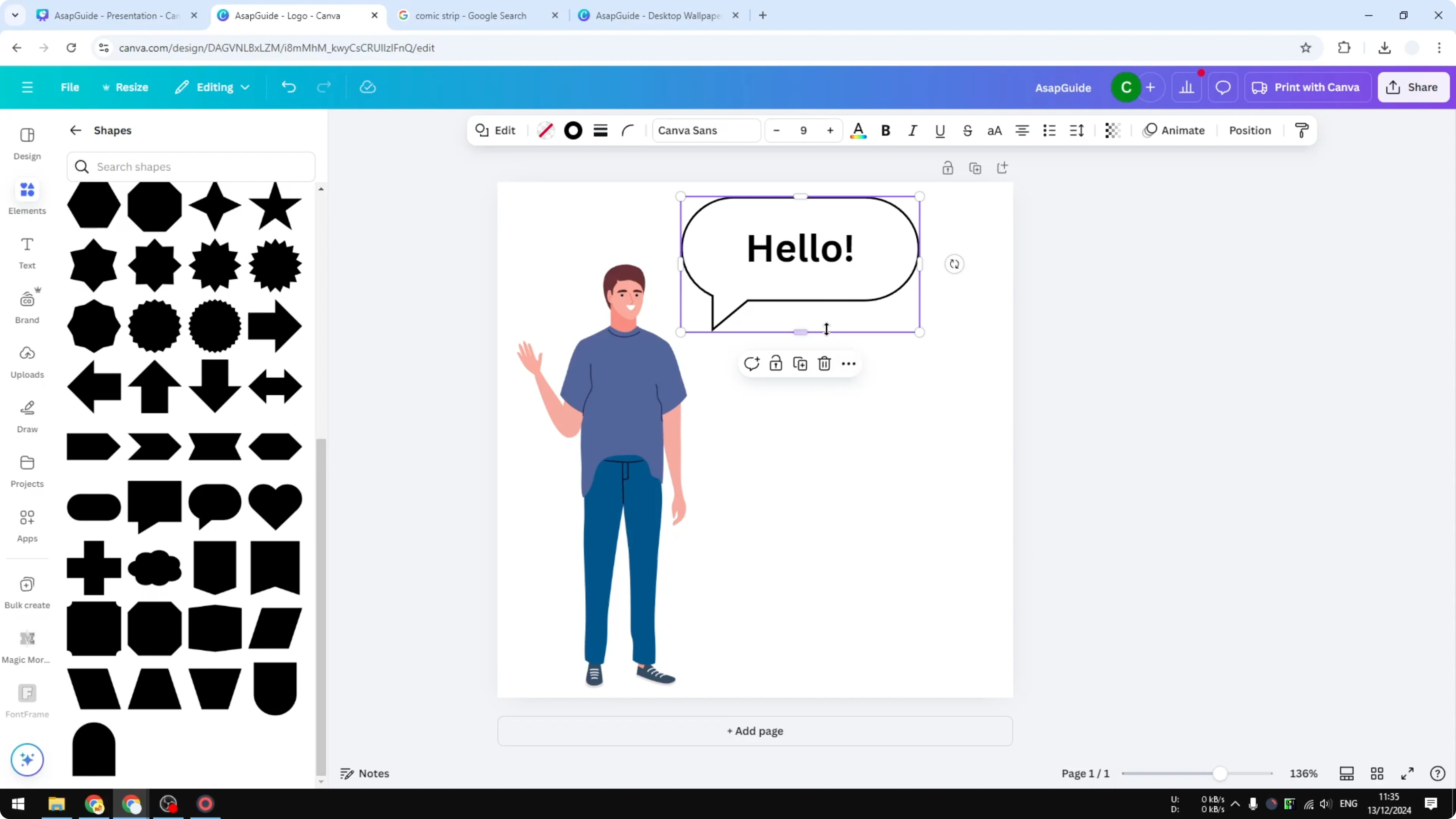 Screenshot from How to Easily Add Speech Bubble in Canva at 77s