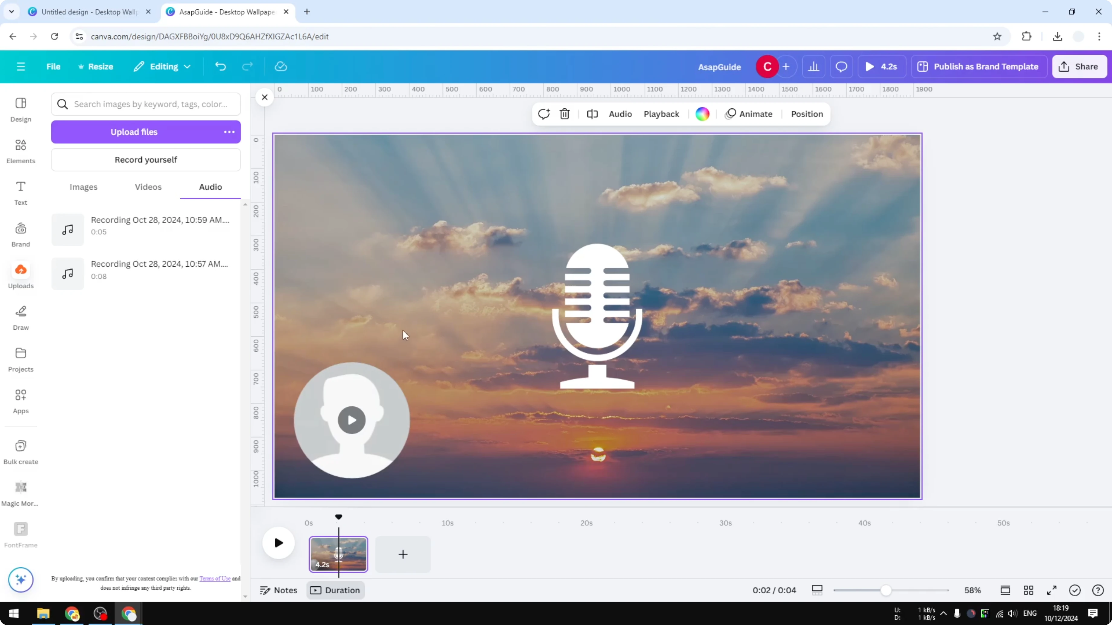 Screenshot from How to Easily Record Voice Over in Canva at 163s