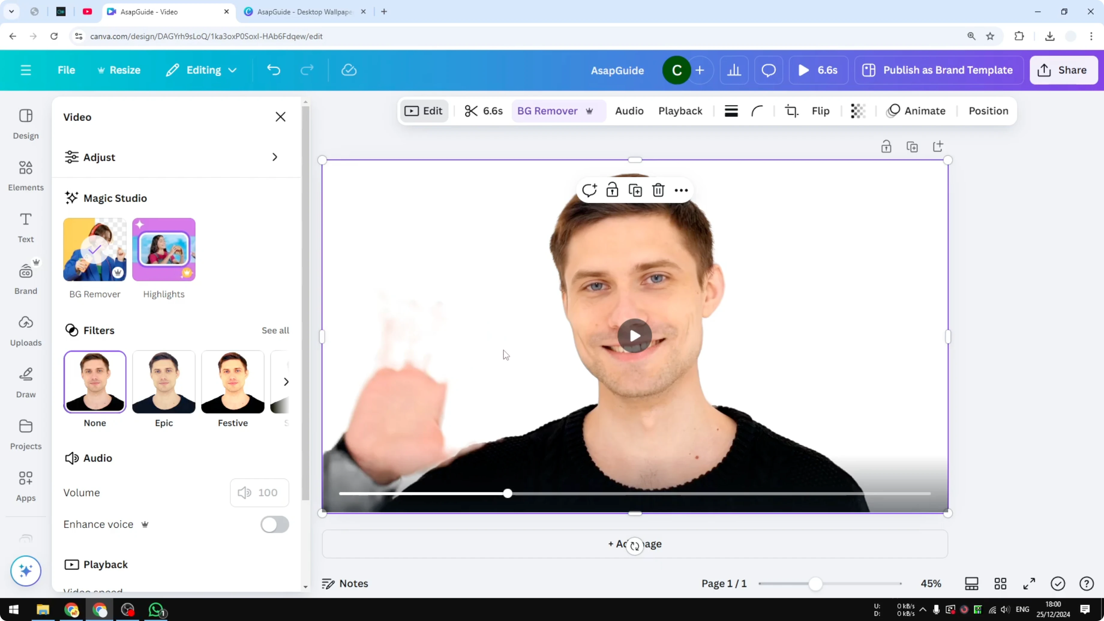 Screenshot from How to Export Canva Video with Transparent Background at 149s