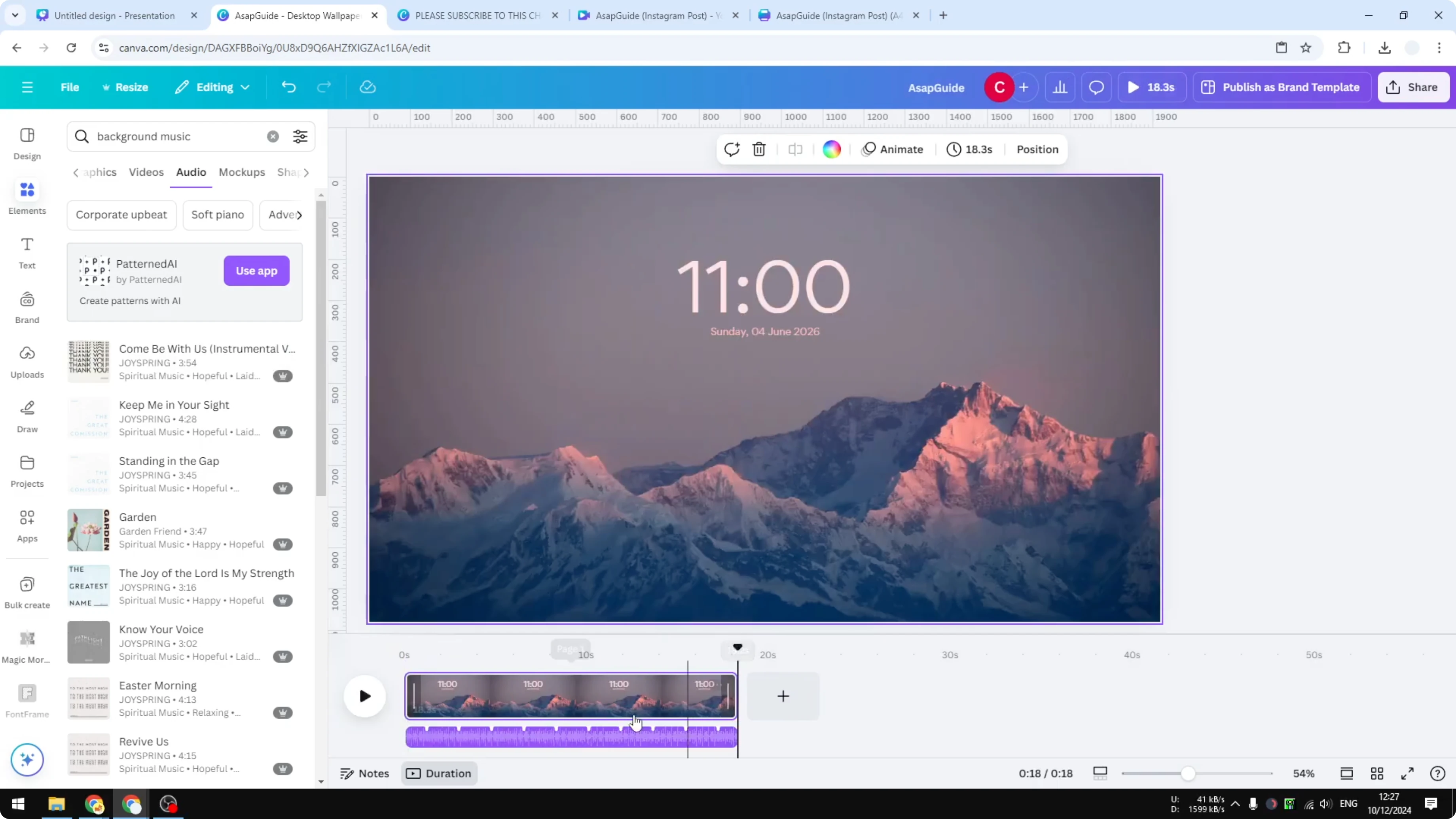 Screenshot from How to Fade Out Audio in Canva at 61s