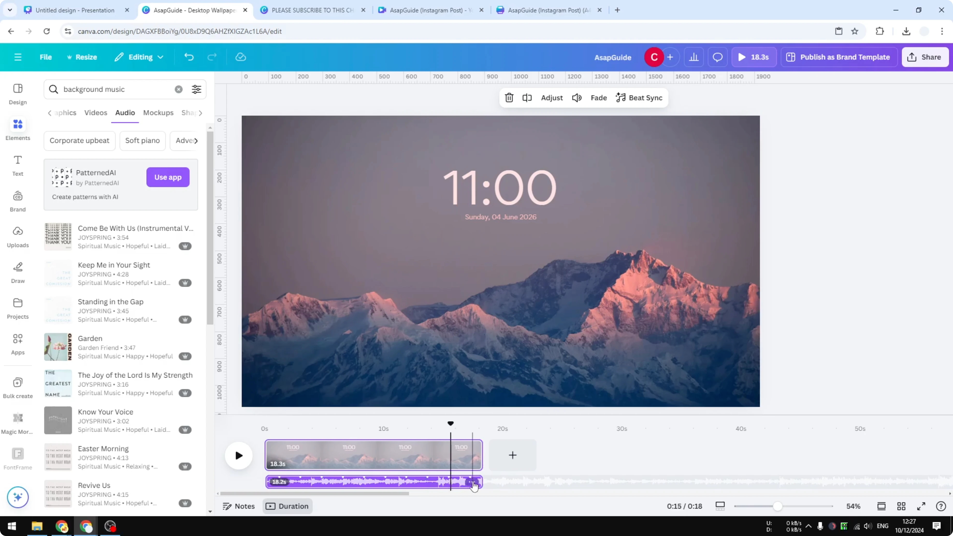 Screenshot from How to Fade Out Audio in Canva at 75s
