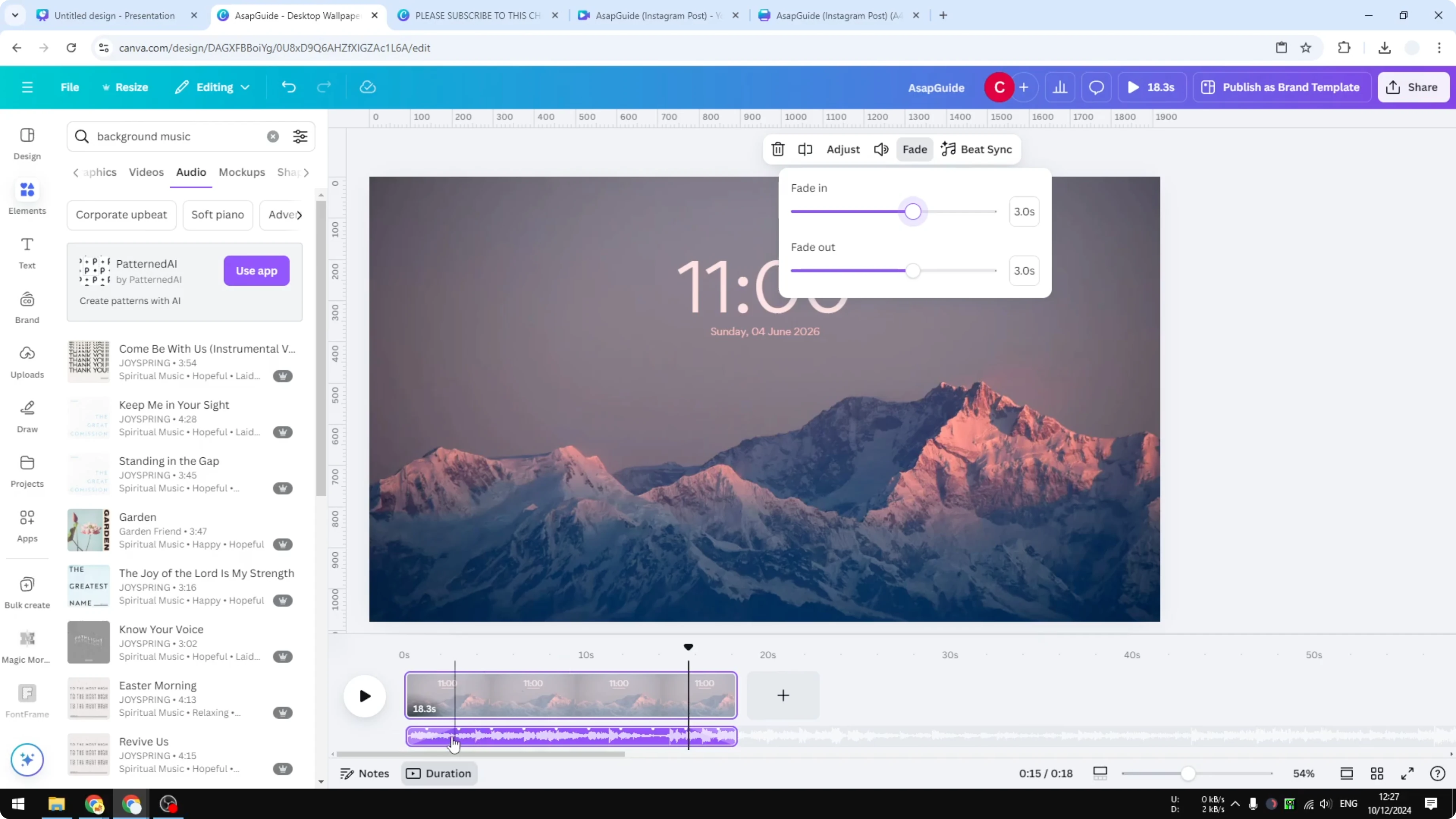 Screenshot from How to Fade Out Audio in Canva at 96s