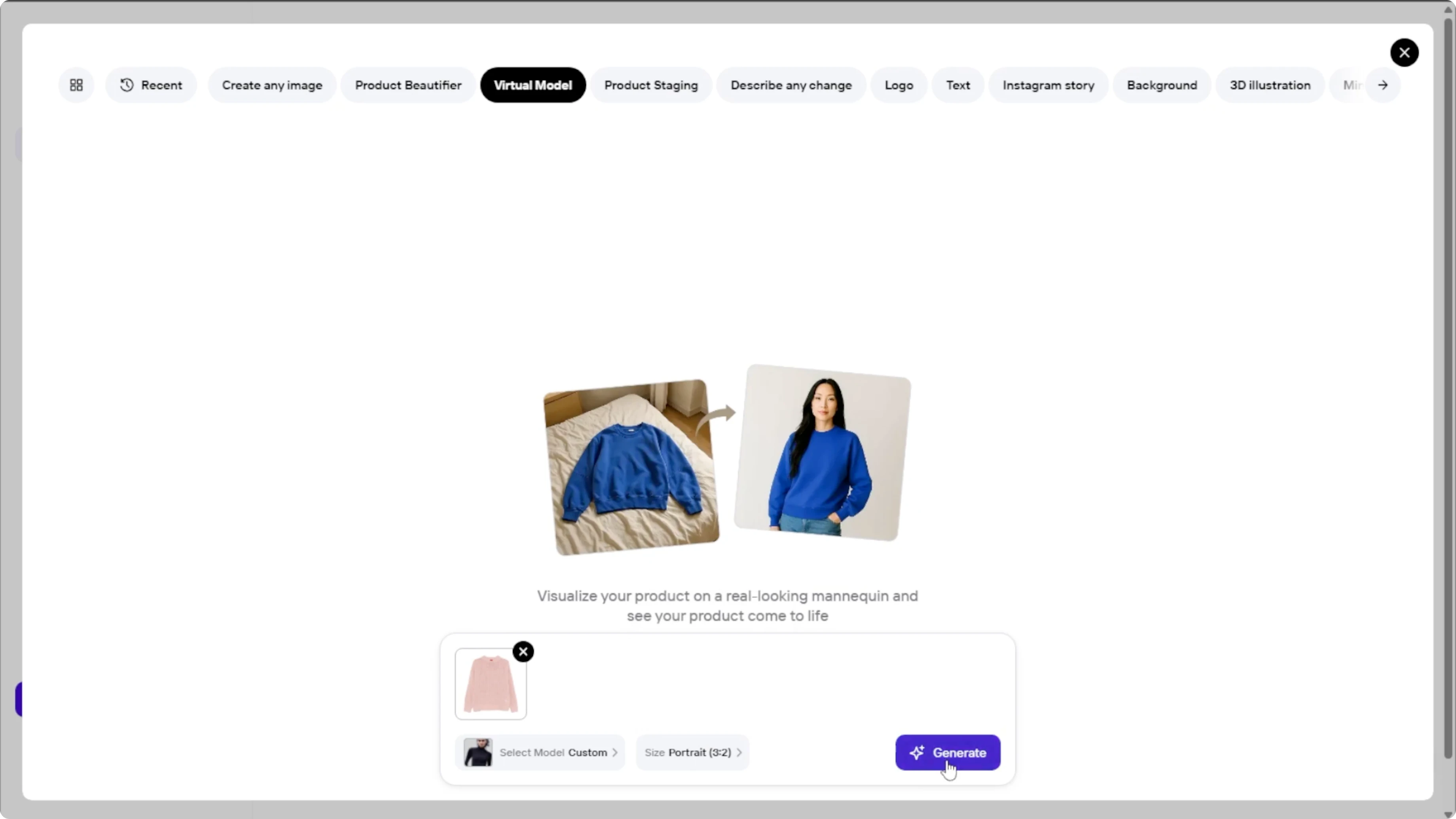 Screenshot from How to Showcase Outfits Digitally by Generating a Virtual Model with AI? at 107s