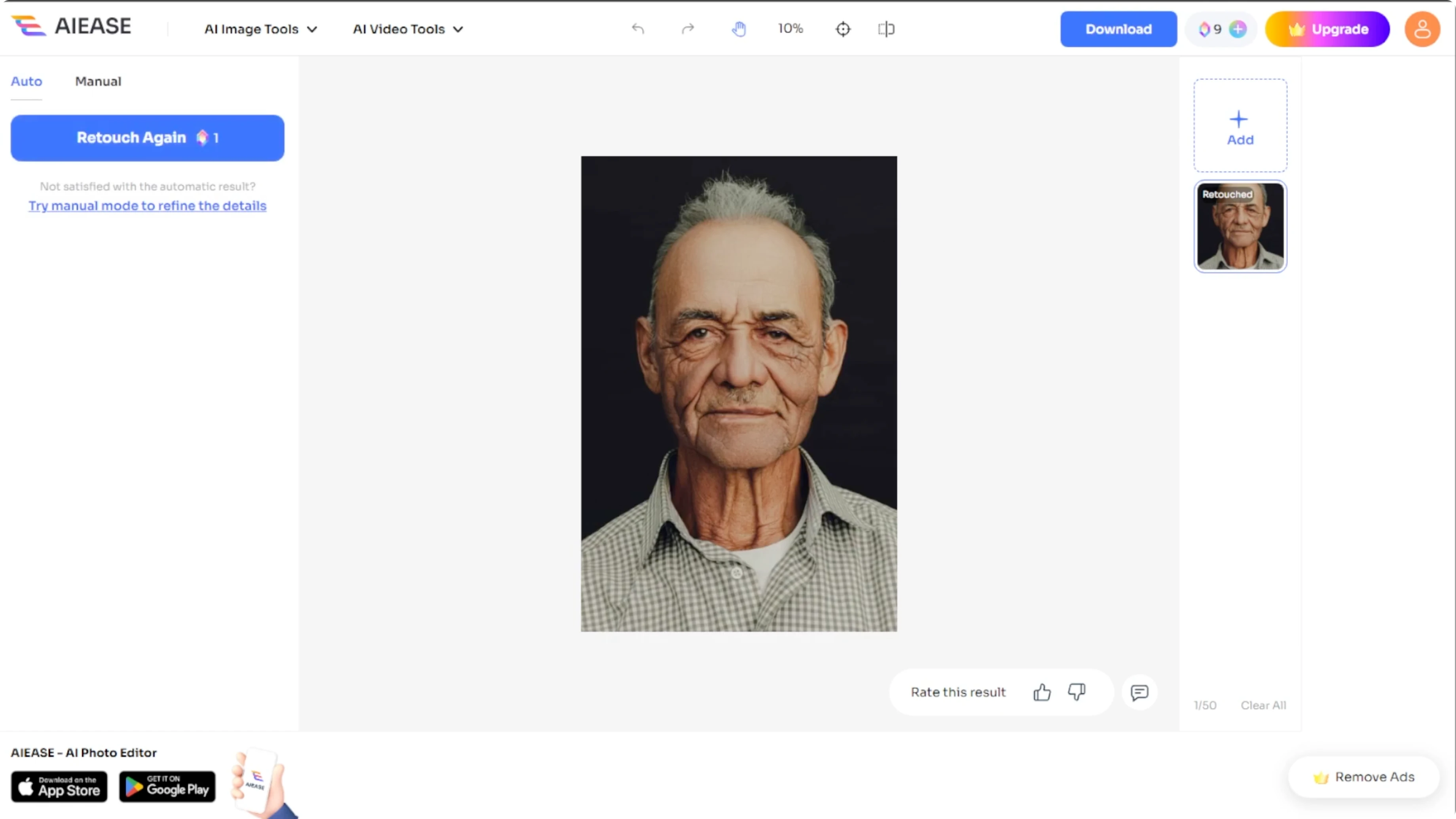 Screenshot from How to Smooth and Reduce the Appearance of Facial Wrinkles with AI? at 45s