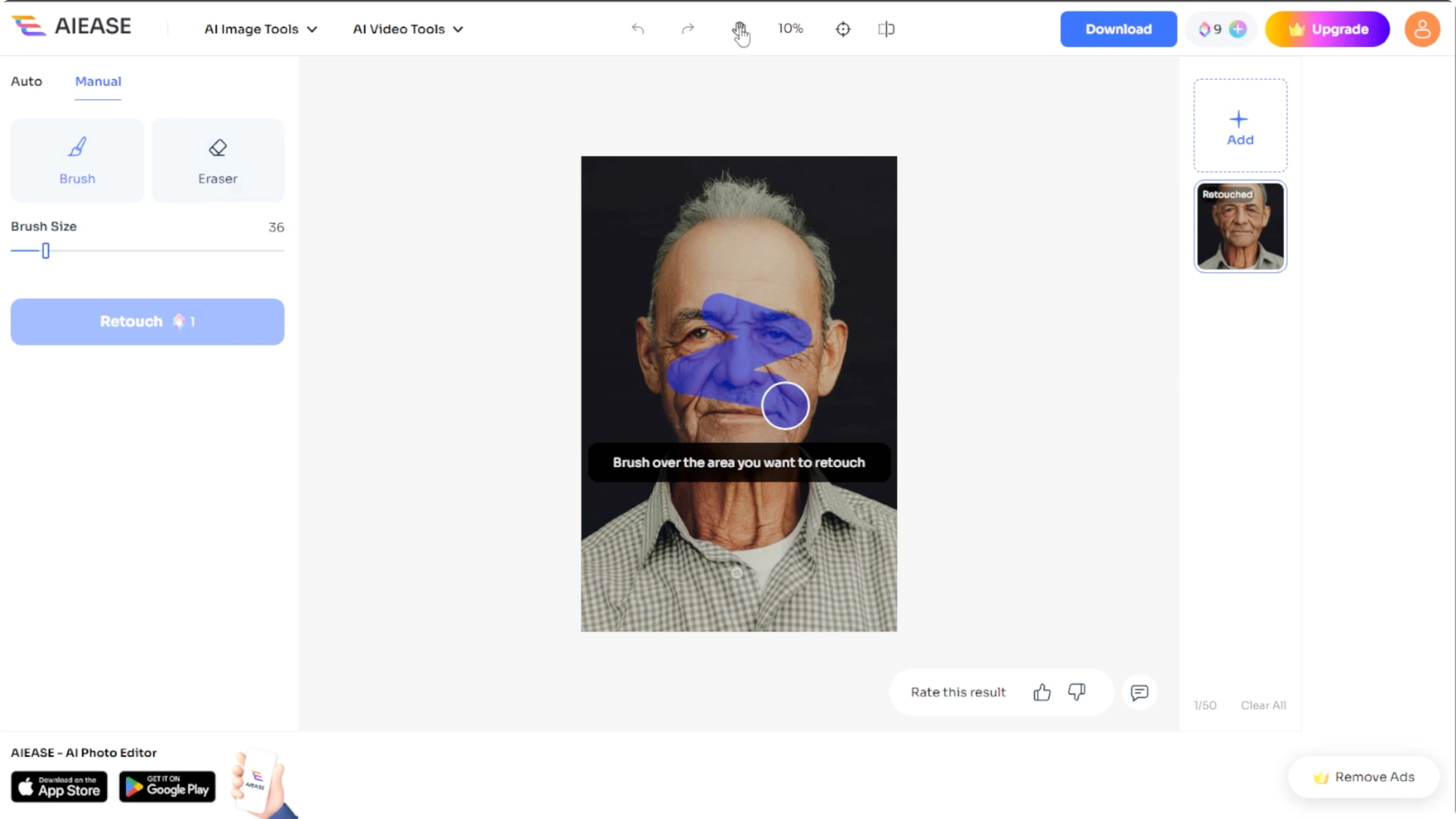 Screenshot from How to Smooth and Reduce the Appearance of Facial Wrinkles with AI? at 69s