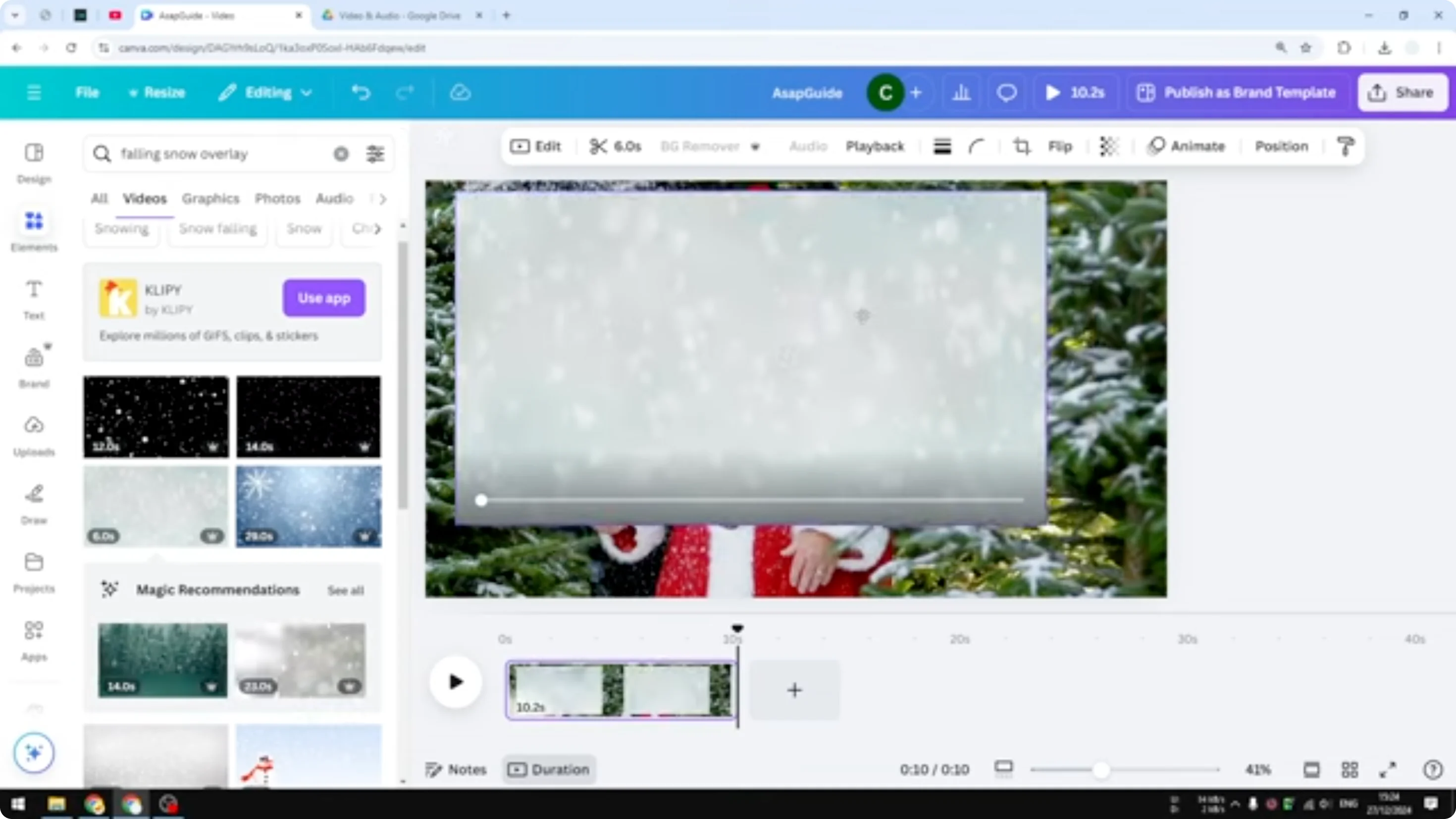 Screenshot from How to Layer Video Clips in Canva at 100s