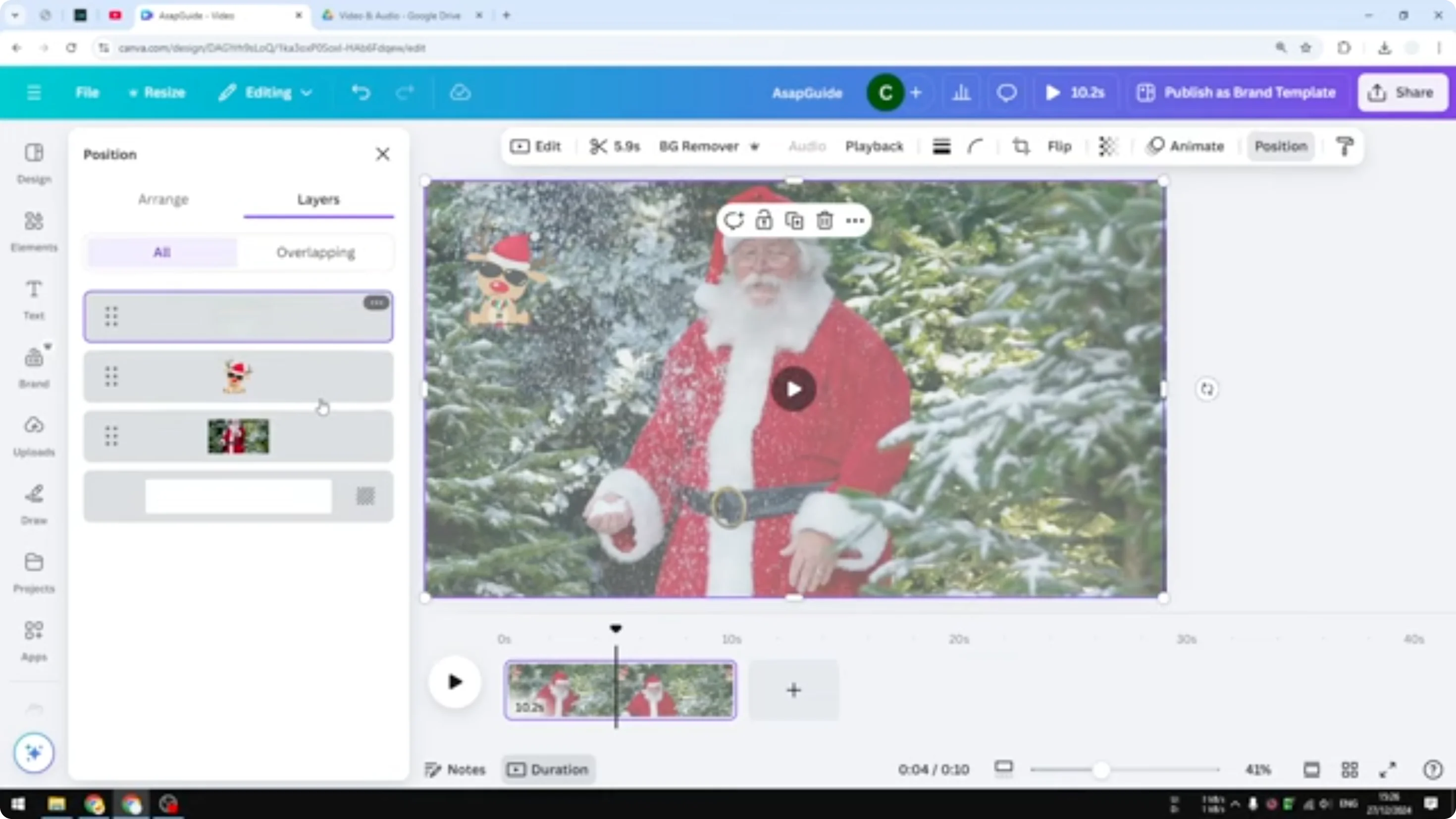 Screenshot from How to Layer Video Clips in Canva at 206s