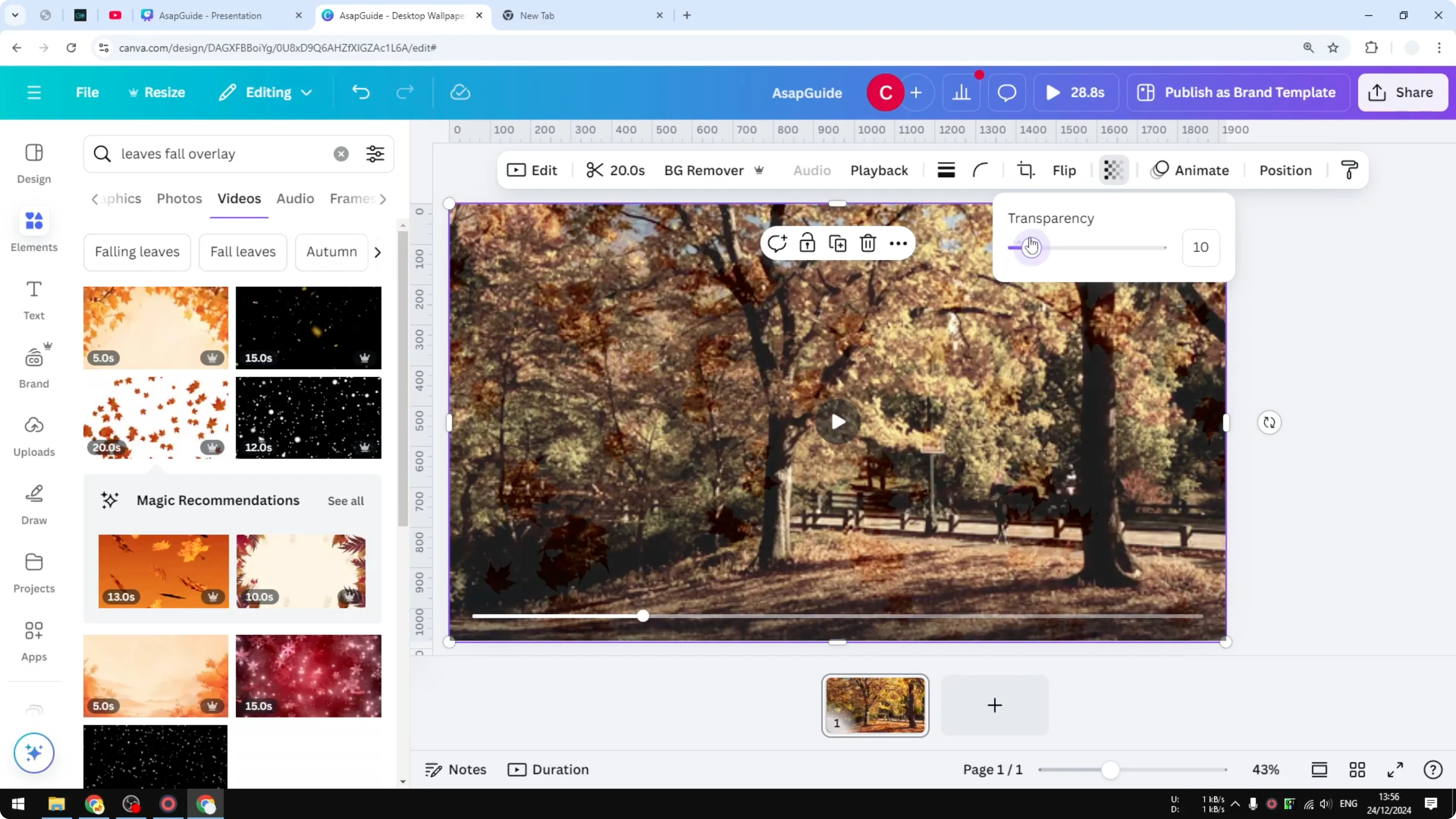Screenshot from How to Make Video Transparent in Canva at 103s