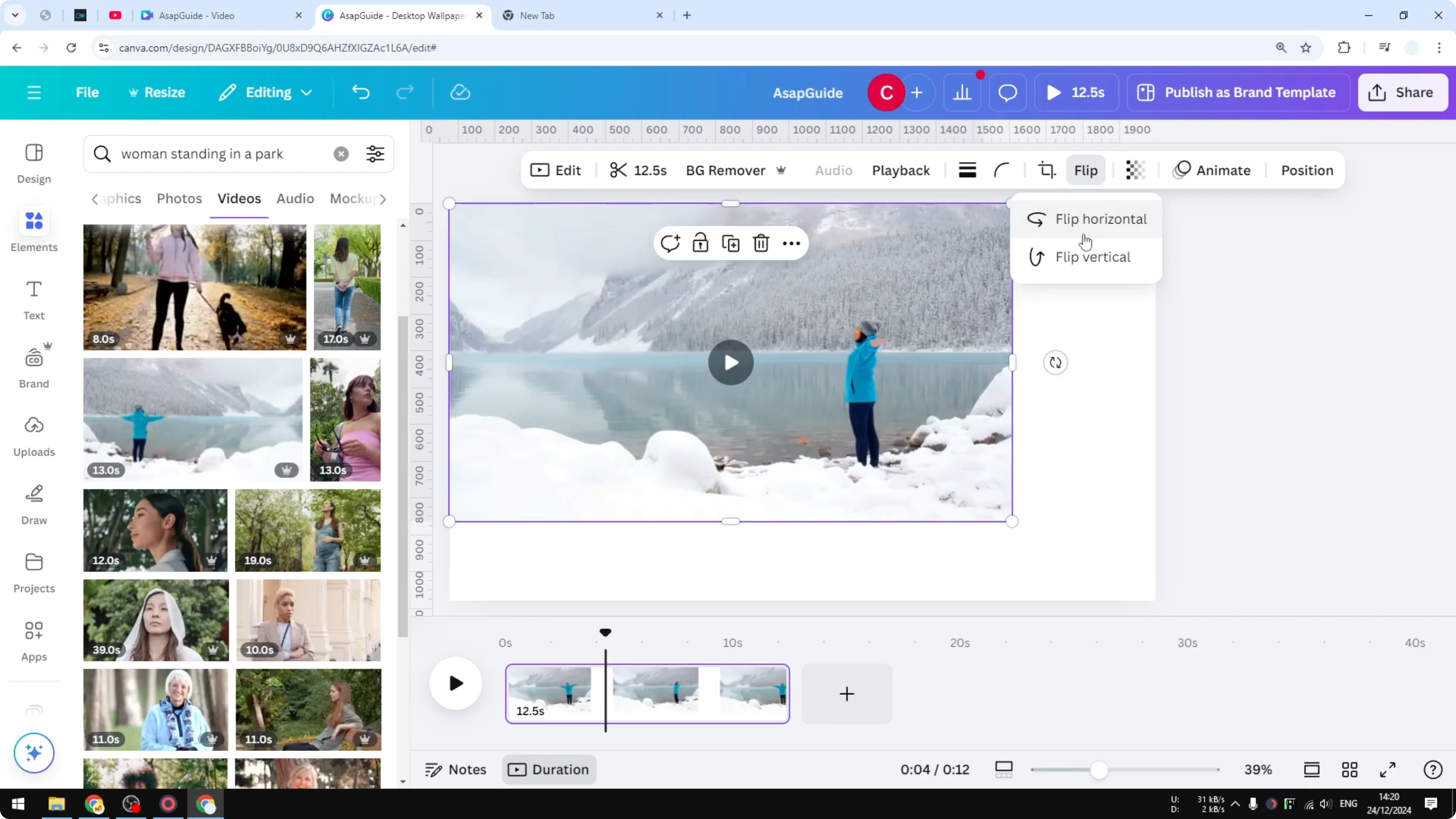Screenshot from How to Mirror Video in Canva at 32s