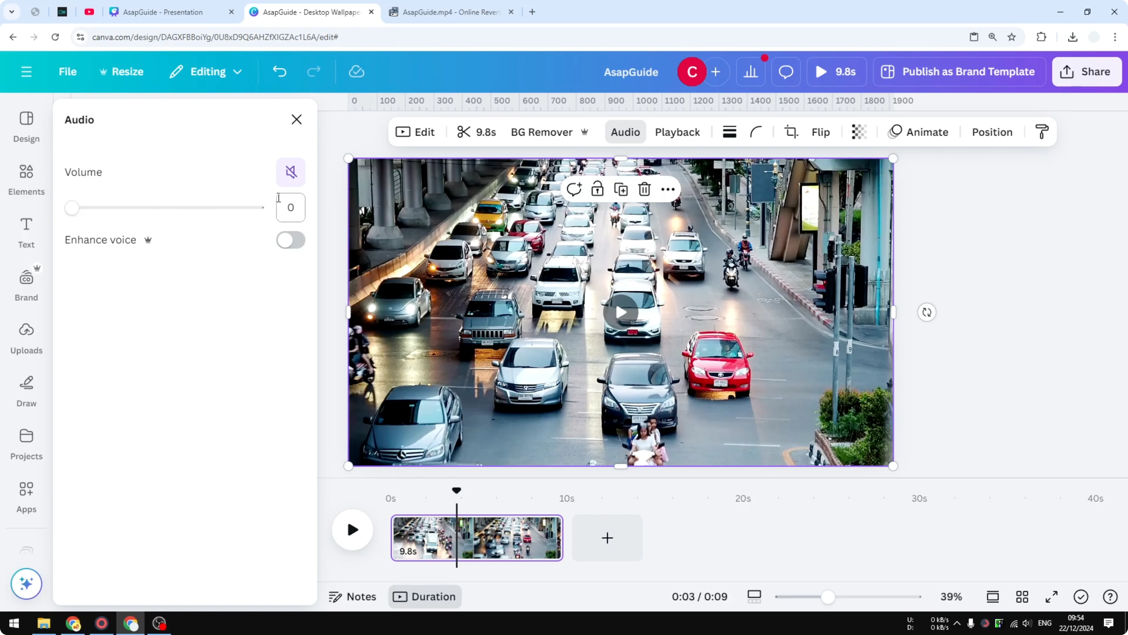 Screenshot from How to Mute Video on Canva at 60s