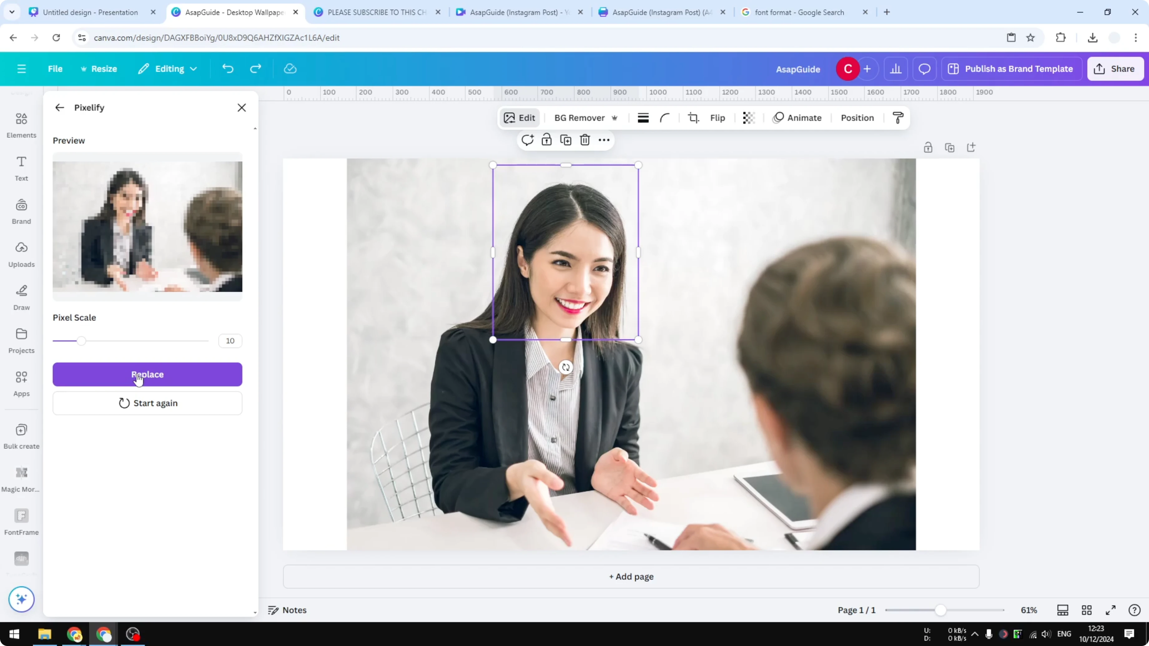 Screenshot from How to Pixelate an Image in Canva at 112s