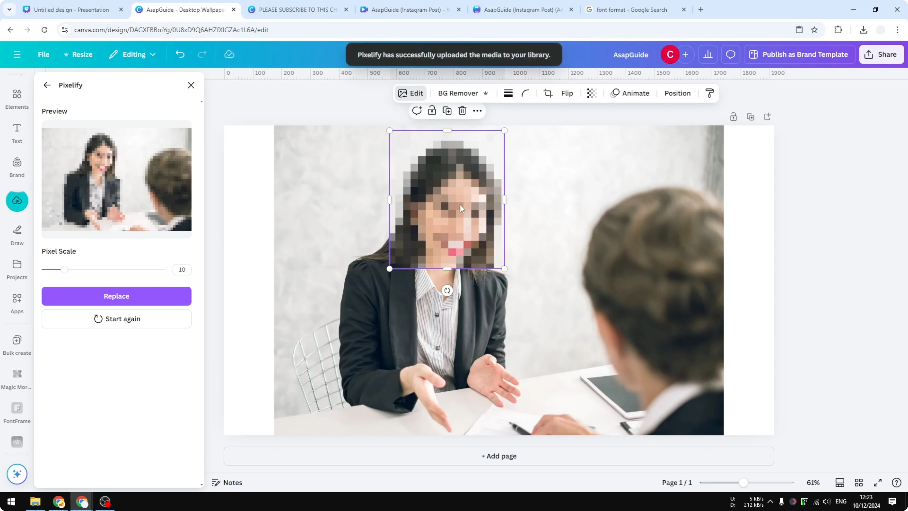 Screenshot from How to Pixelate an Image in Canva at 116s