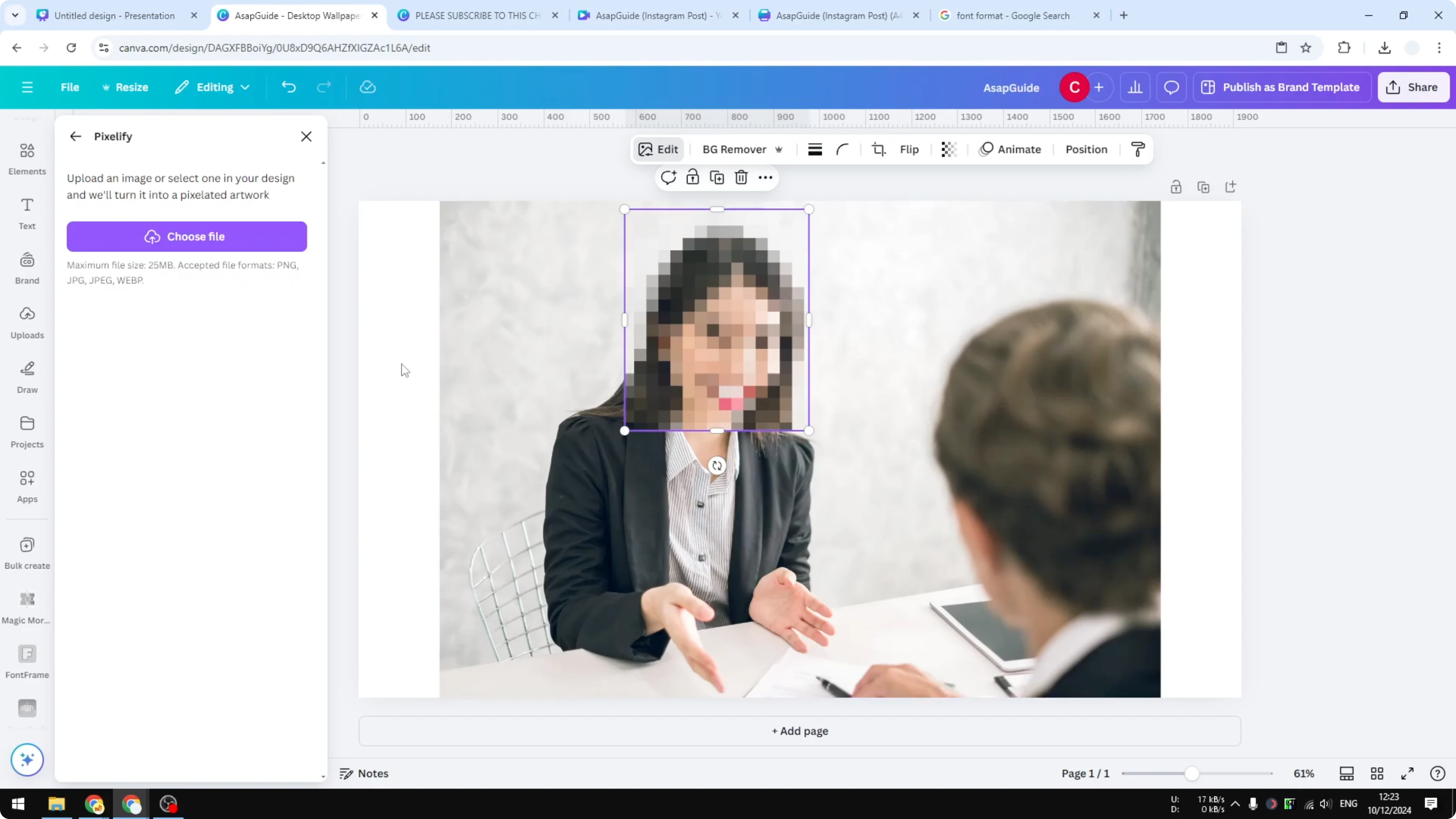Screenshot from How to Pixelate an Image in Canva at 121s