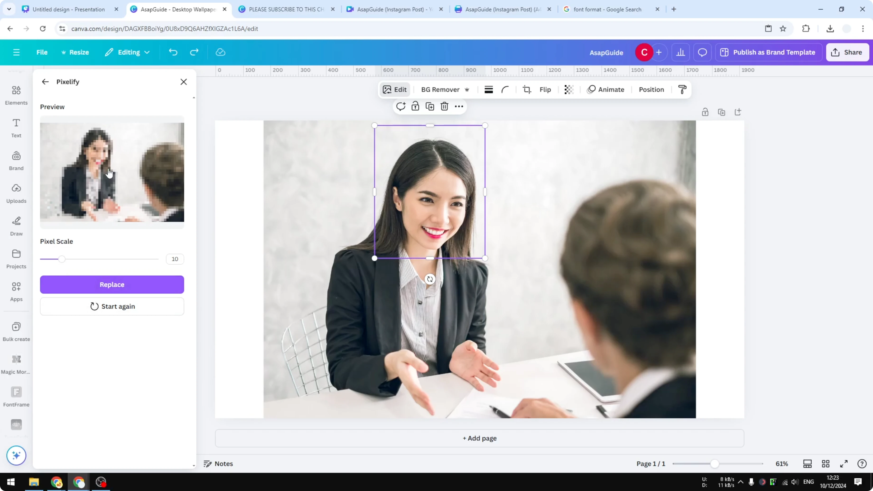 Screenshot from How to Pixelate an Image in Canva at 99s