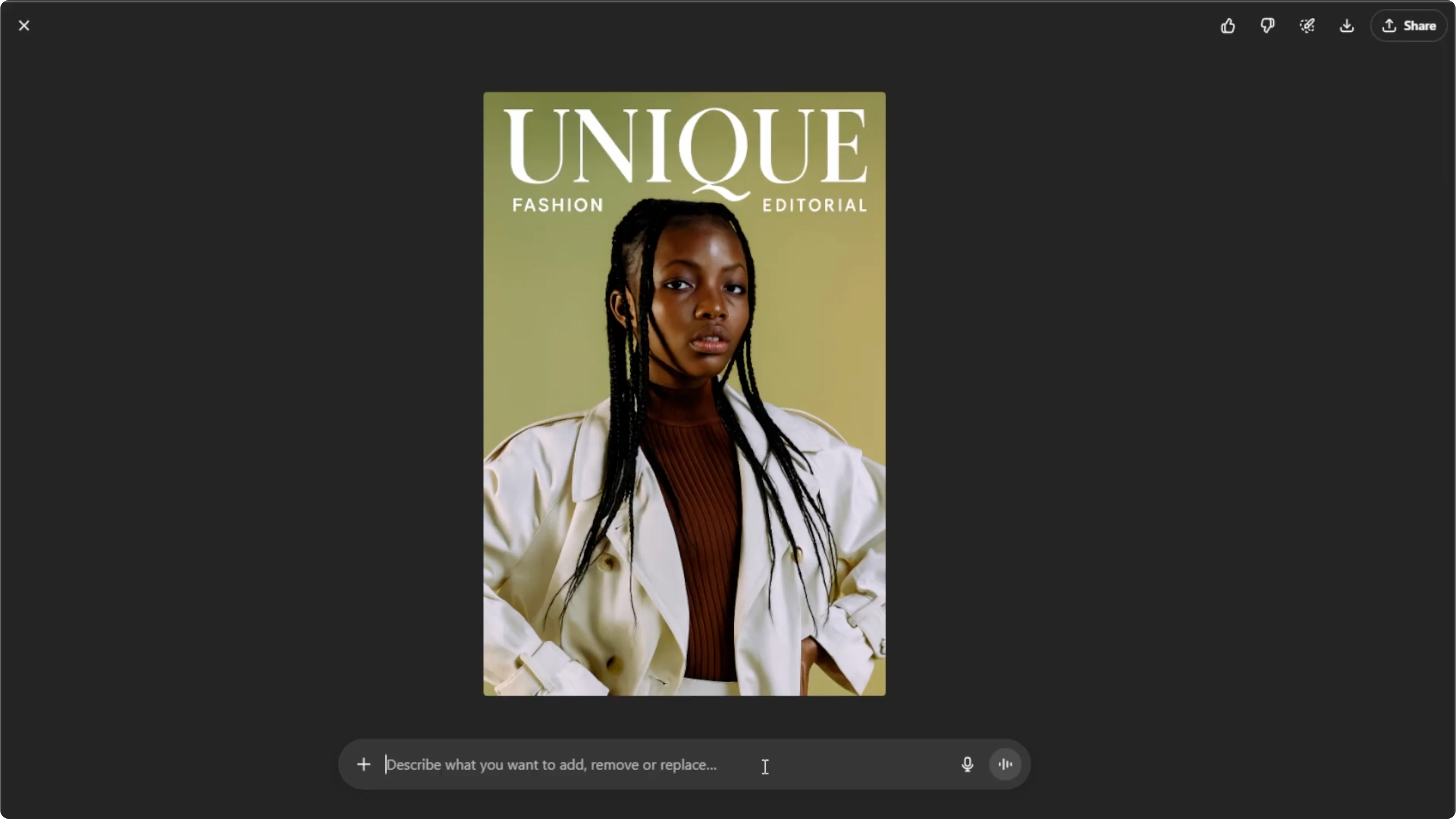 Screenshot from How to Turn Your Photos into Professional Magazine Covers with AI? at 115s