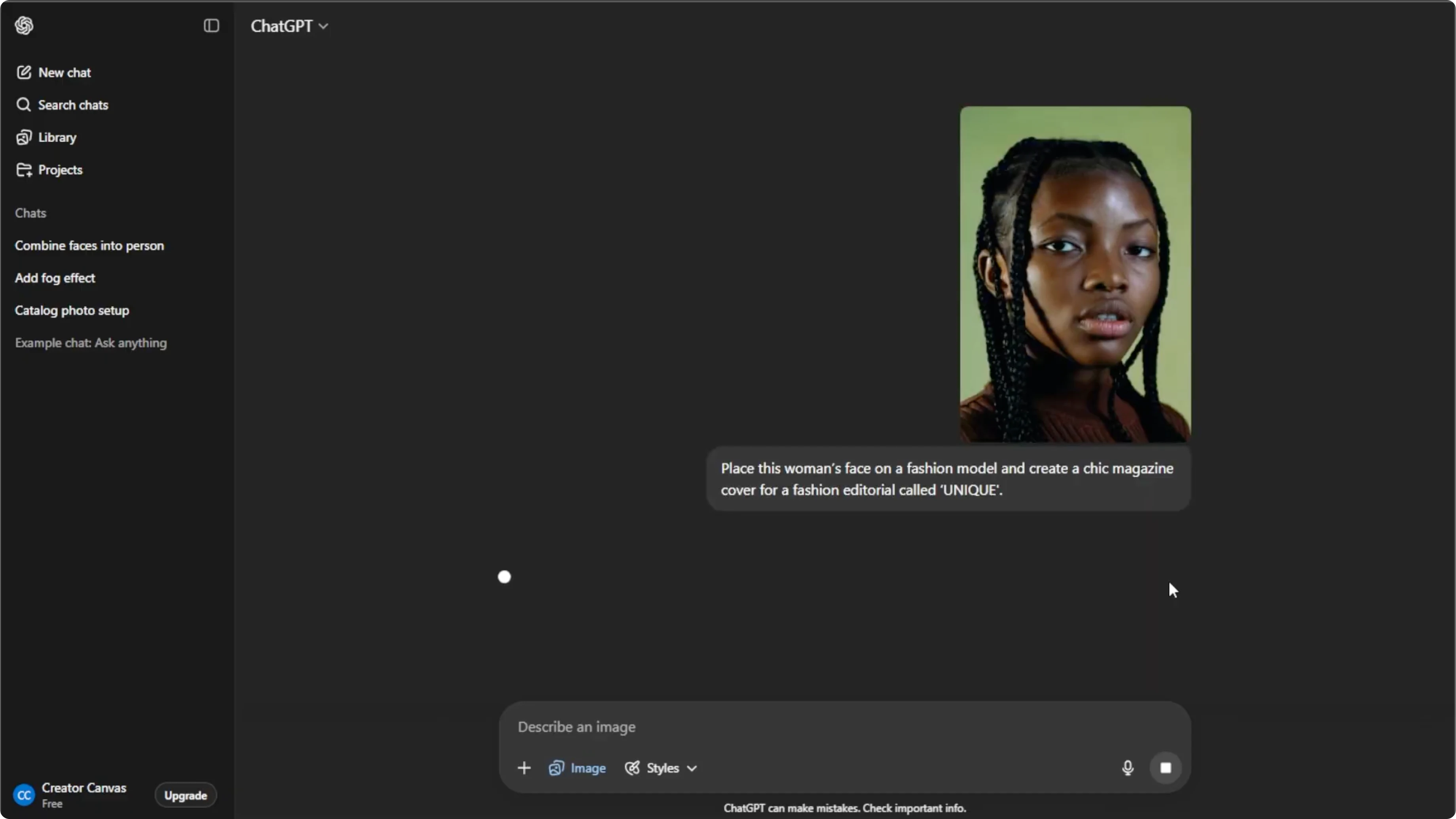 Screenshot from How to Turn Your Photos into Professional Magazine Covers with AI? at 83s