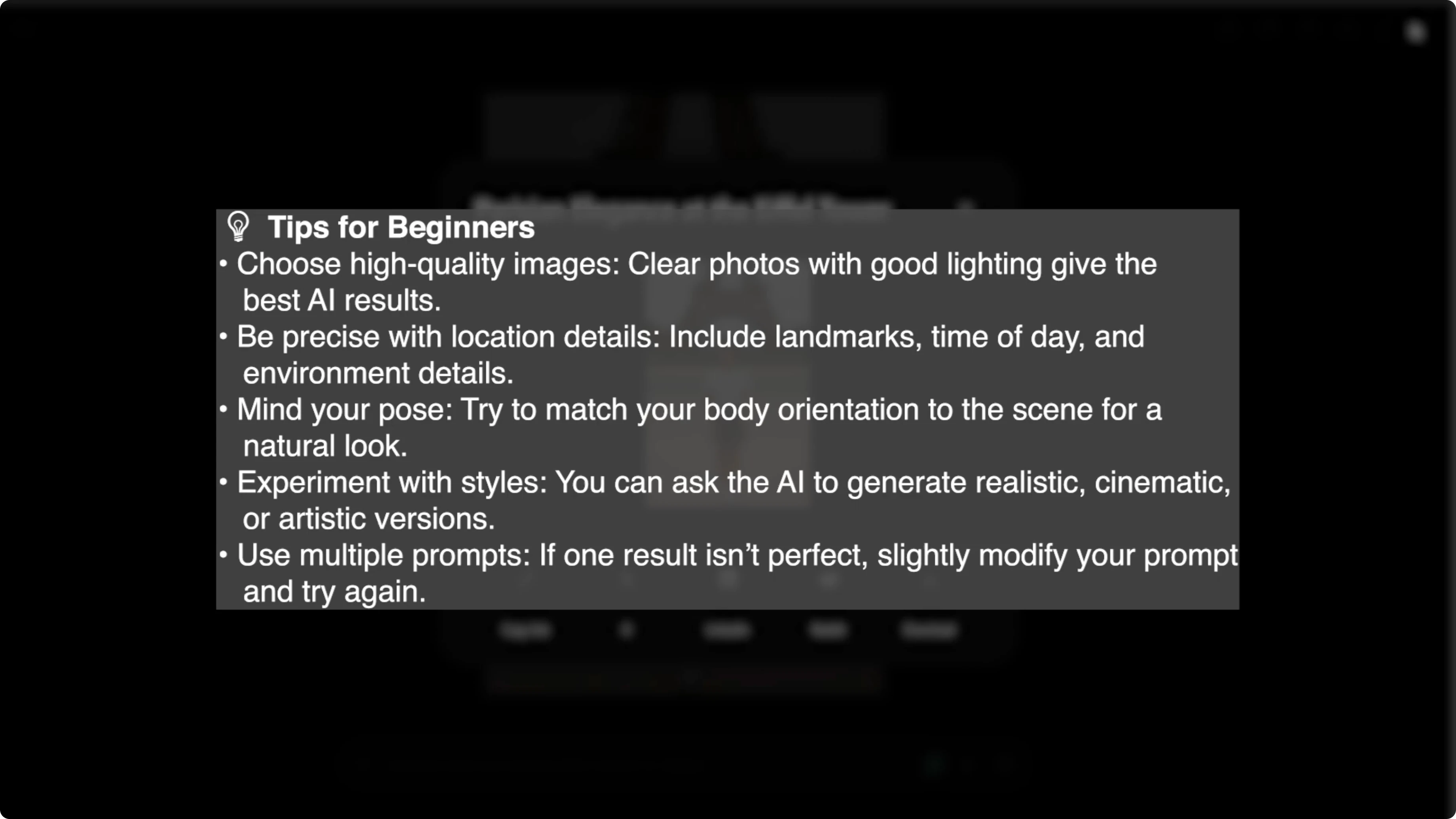 Screenshot from How to Virtually Travel and Place Yourself in Famous Landmarks with AI? at 113s