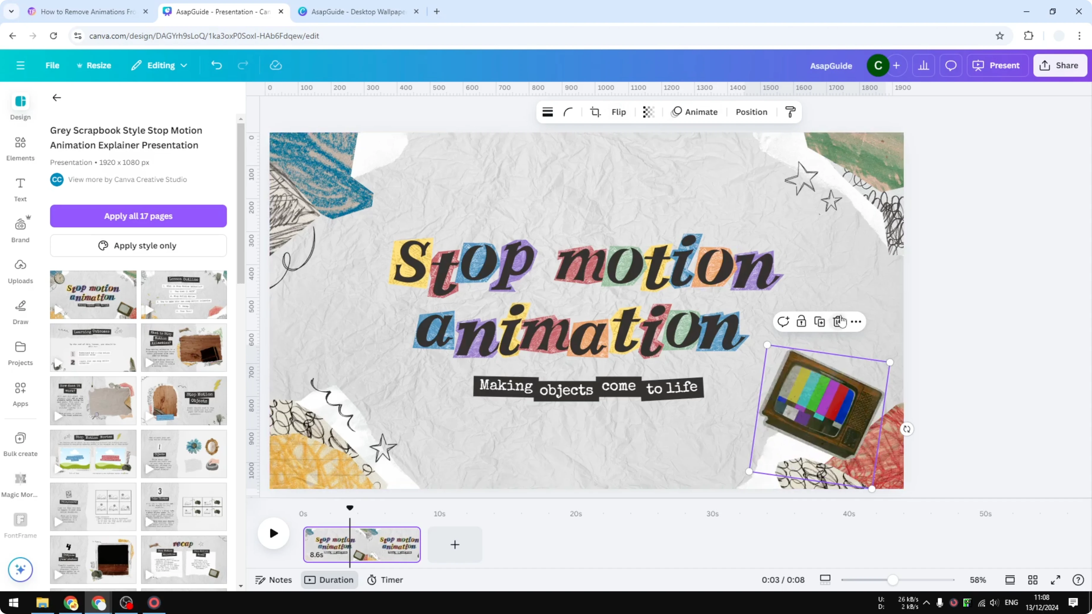 Screenshot from How to Remove Animations From Canva at 97s