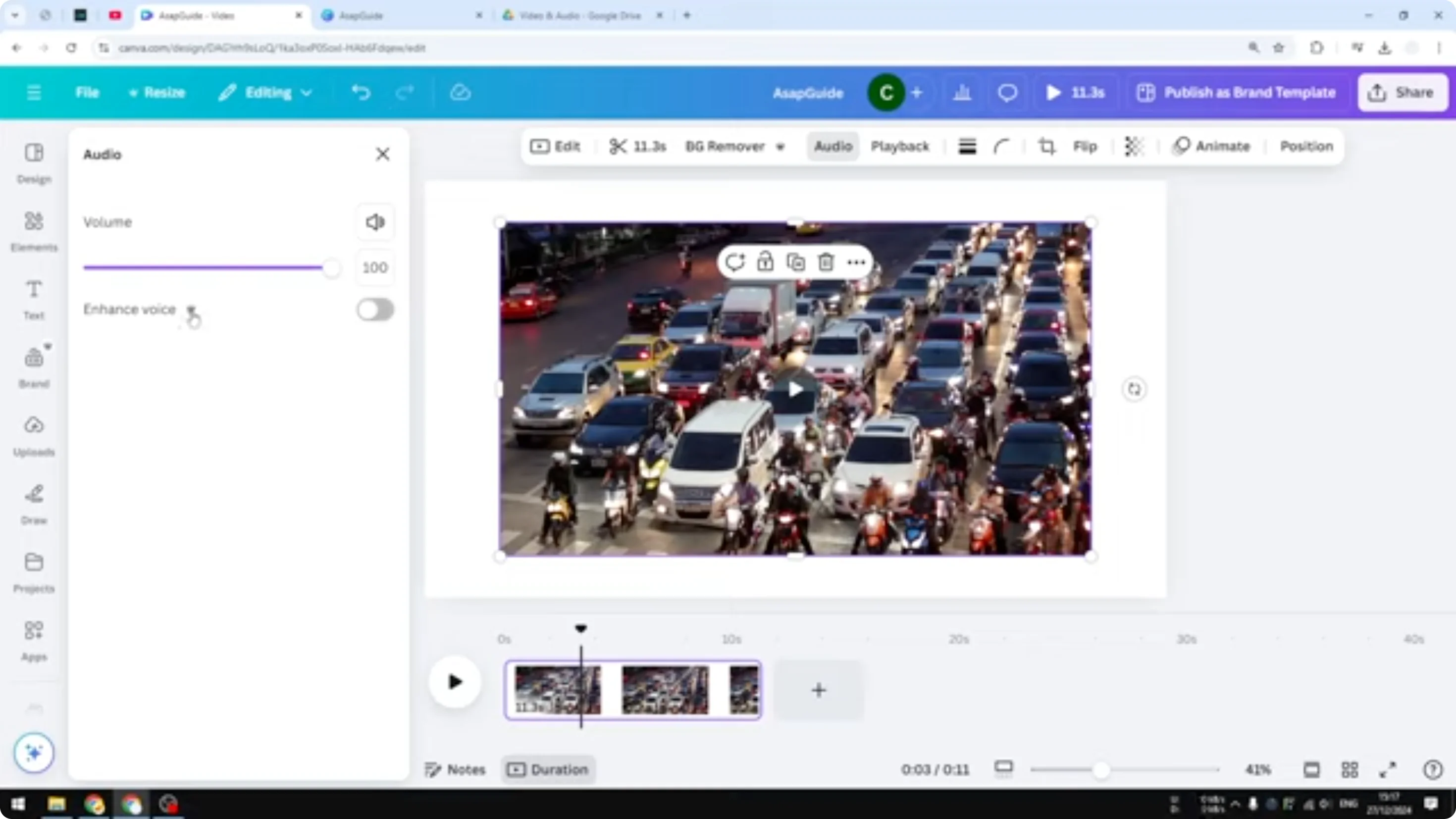 Screenshot from How to Remove Background Audio Noise in Canva at 74s
