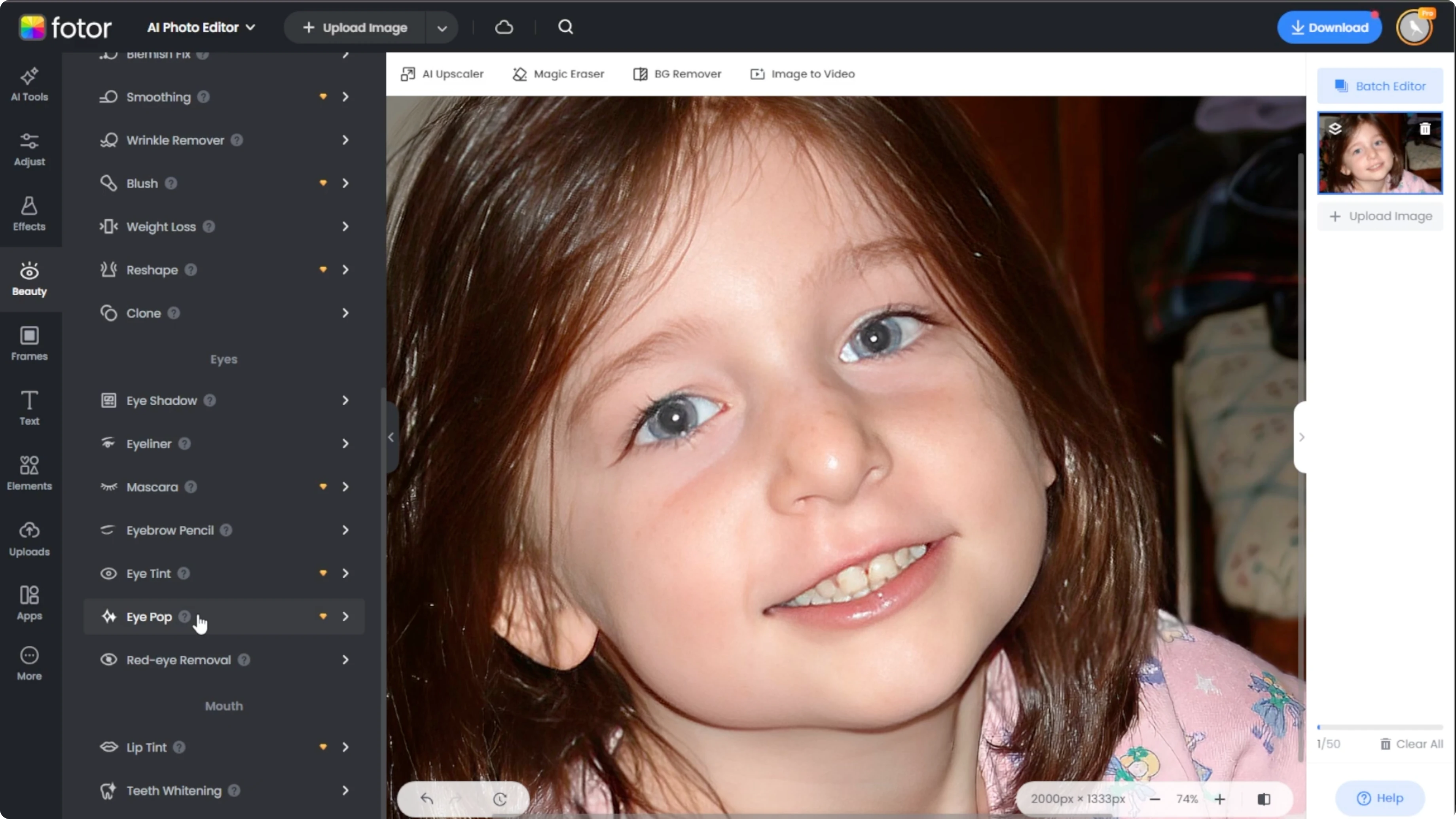 Screenshot from How to Fix Red Eye and Restore Natural Eye Color with AI? at 112s