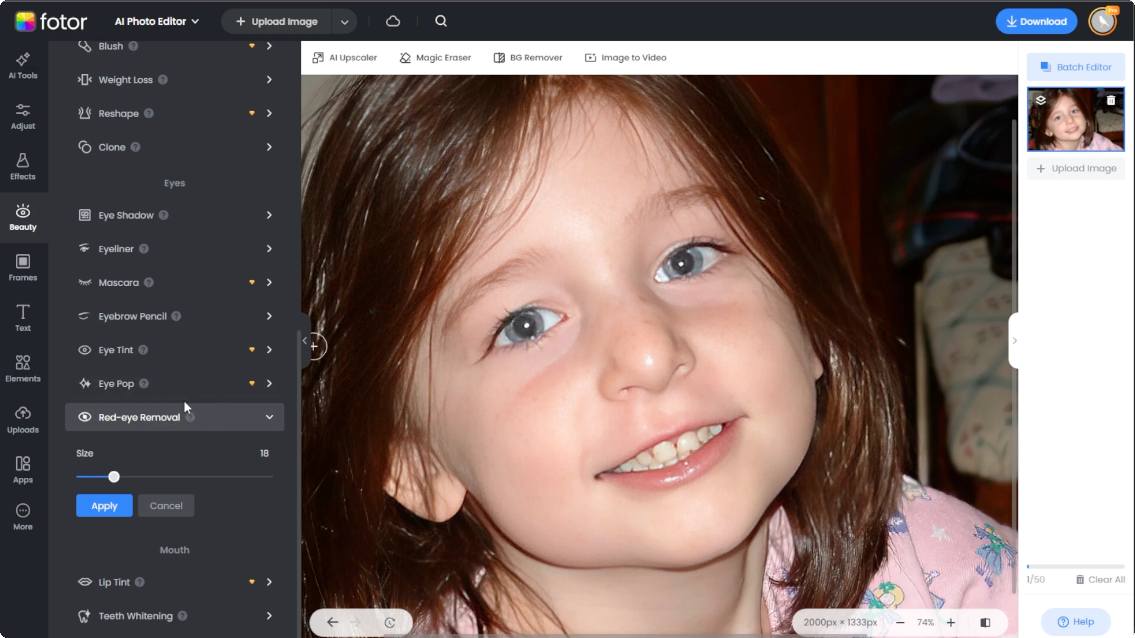 Screenshot from How to Fix Red Eye and Restore Natural Eye Color with AI? at 90s