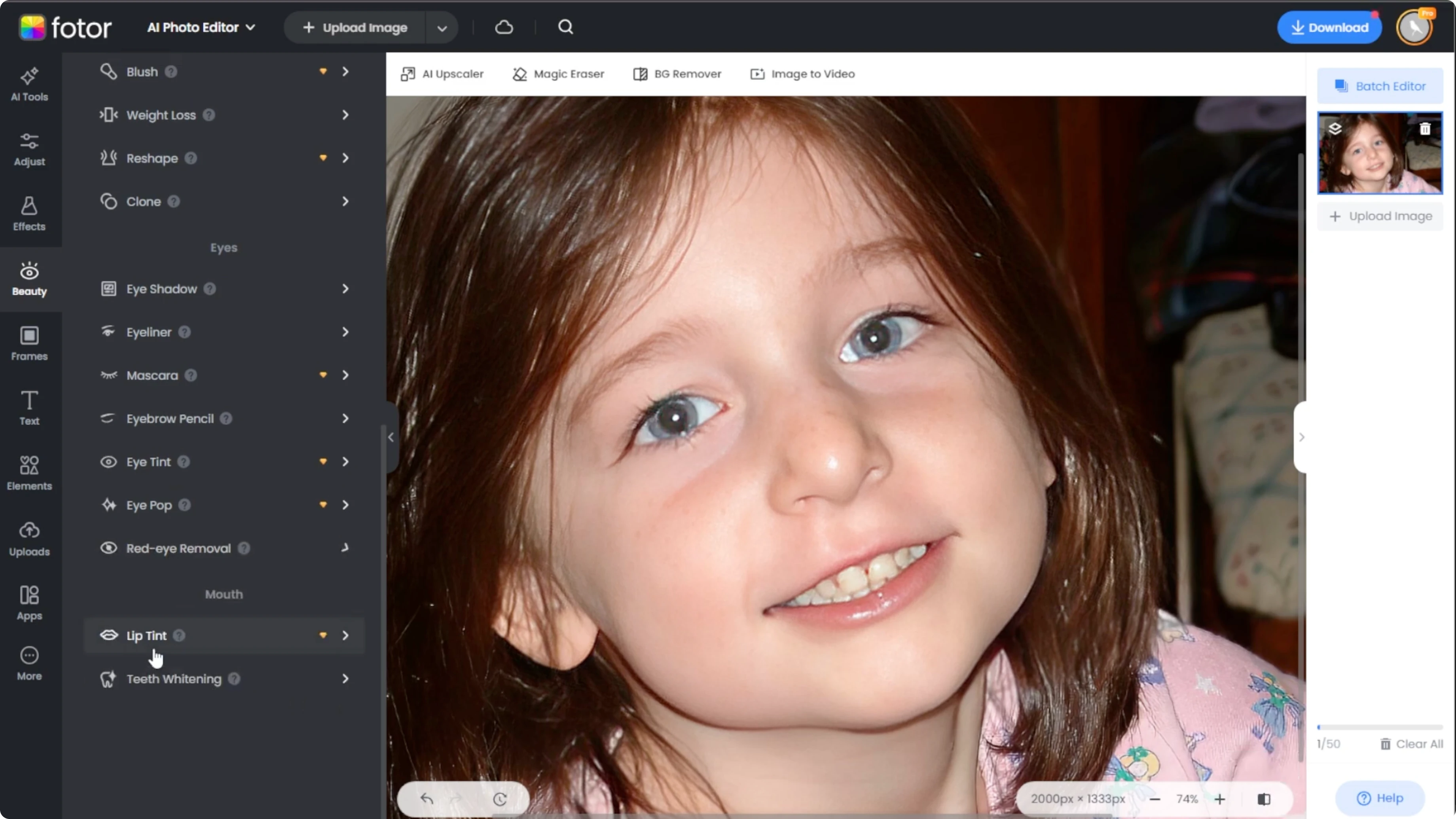 Screenshot from How to Fix Red Eye and Restore Natural Eye Color with AI? at 99s