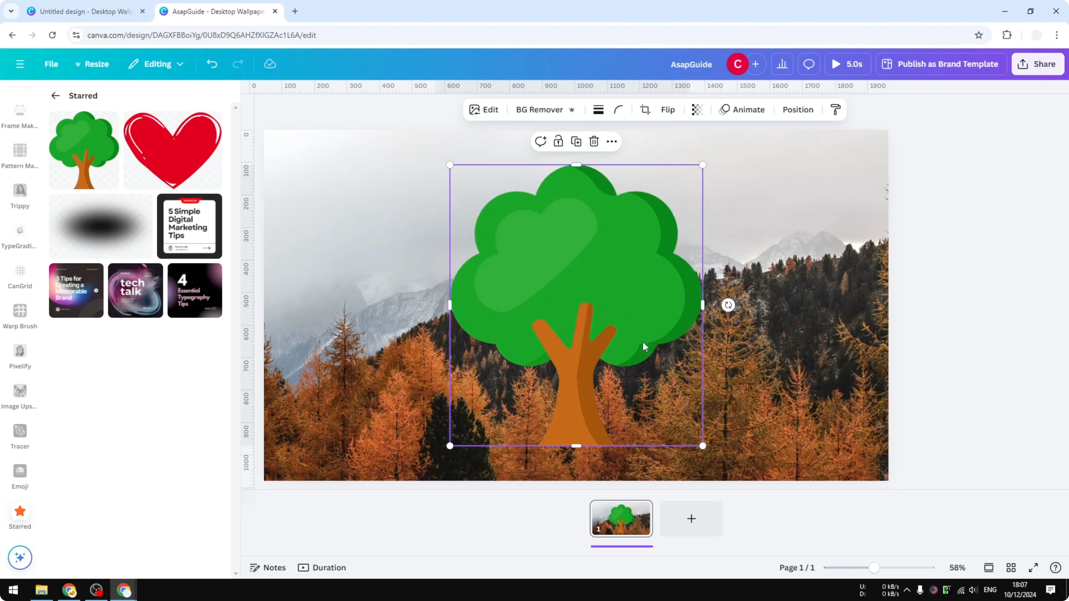 Screenshot from How to Save Your Favorite Elements in Canva at 100s