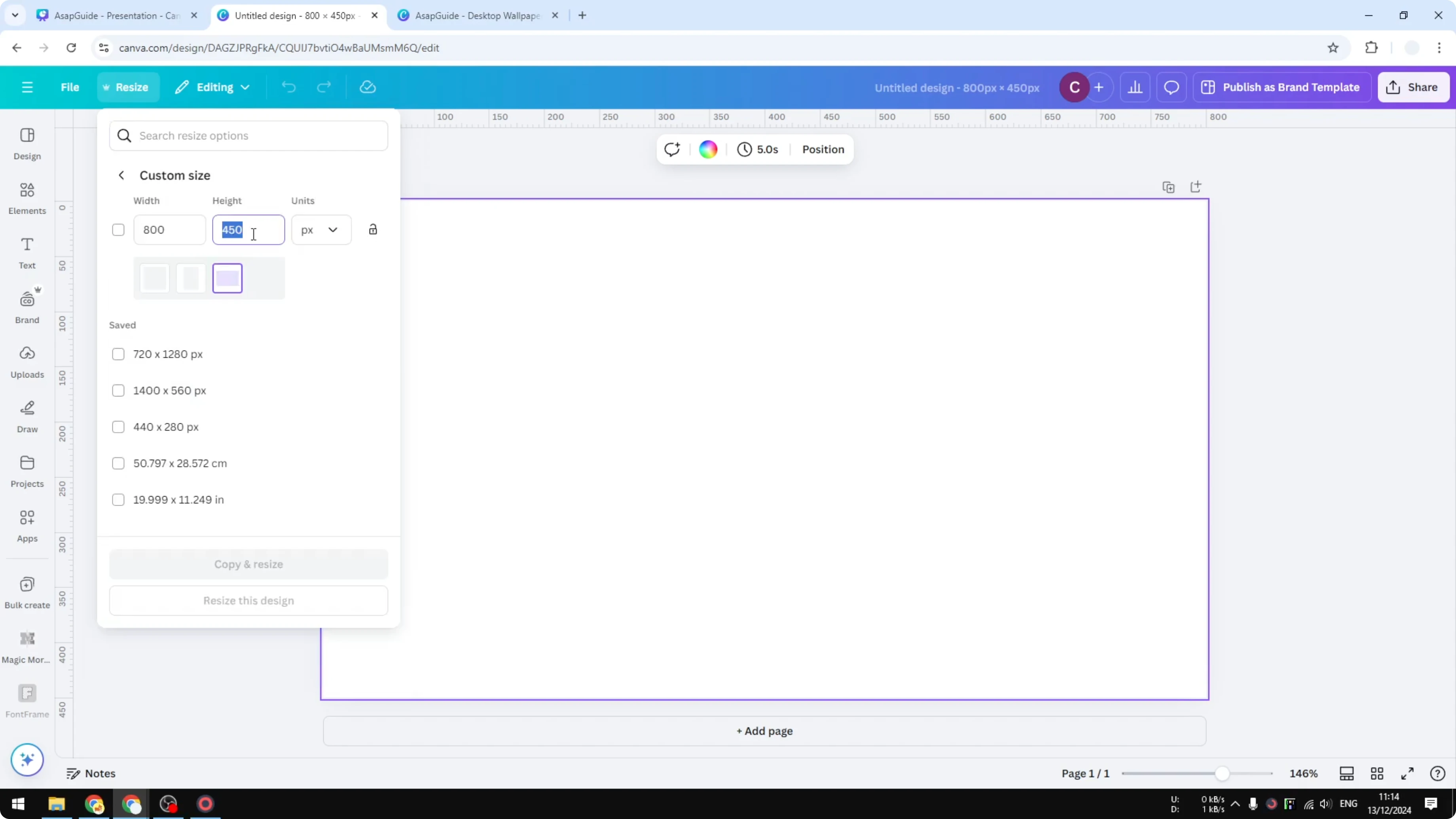 Screenshot from How to Set Custom Dimensions in Canva at 68s