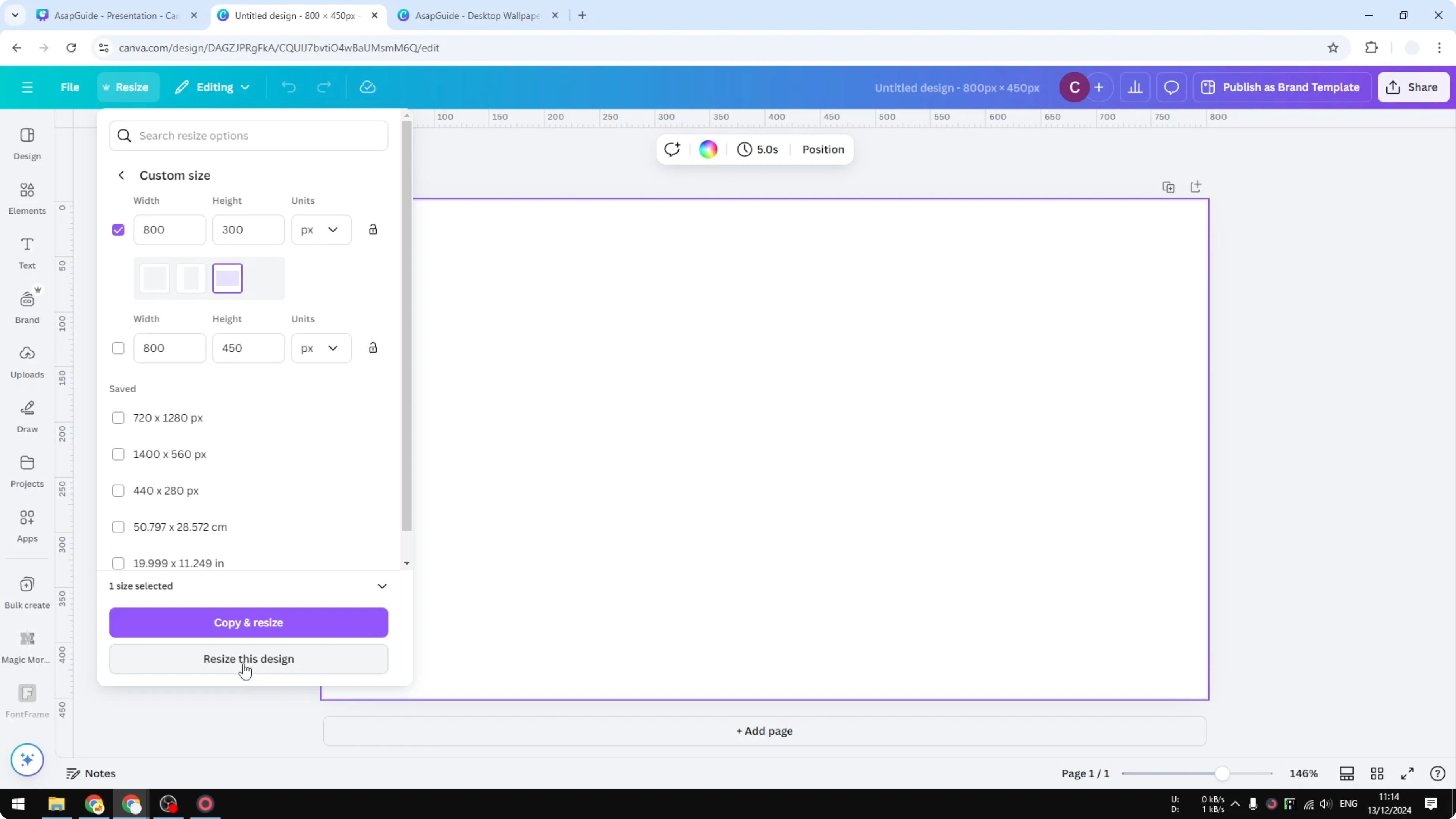 Screenshot from How to Set Custom Dimensions in Canva at 79s