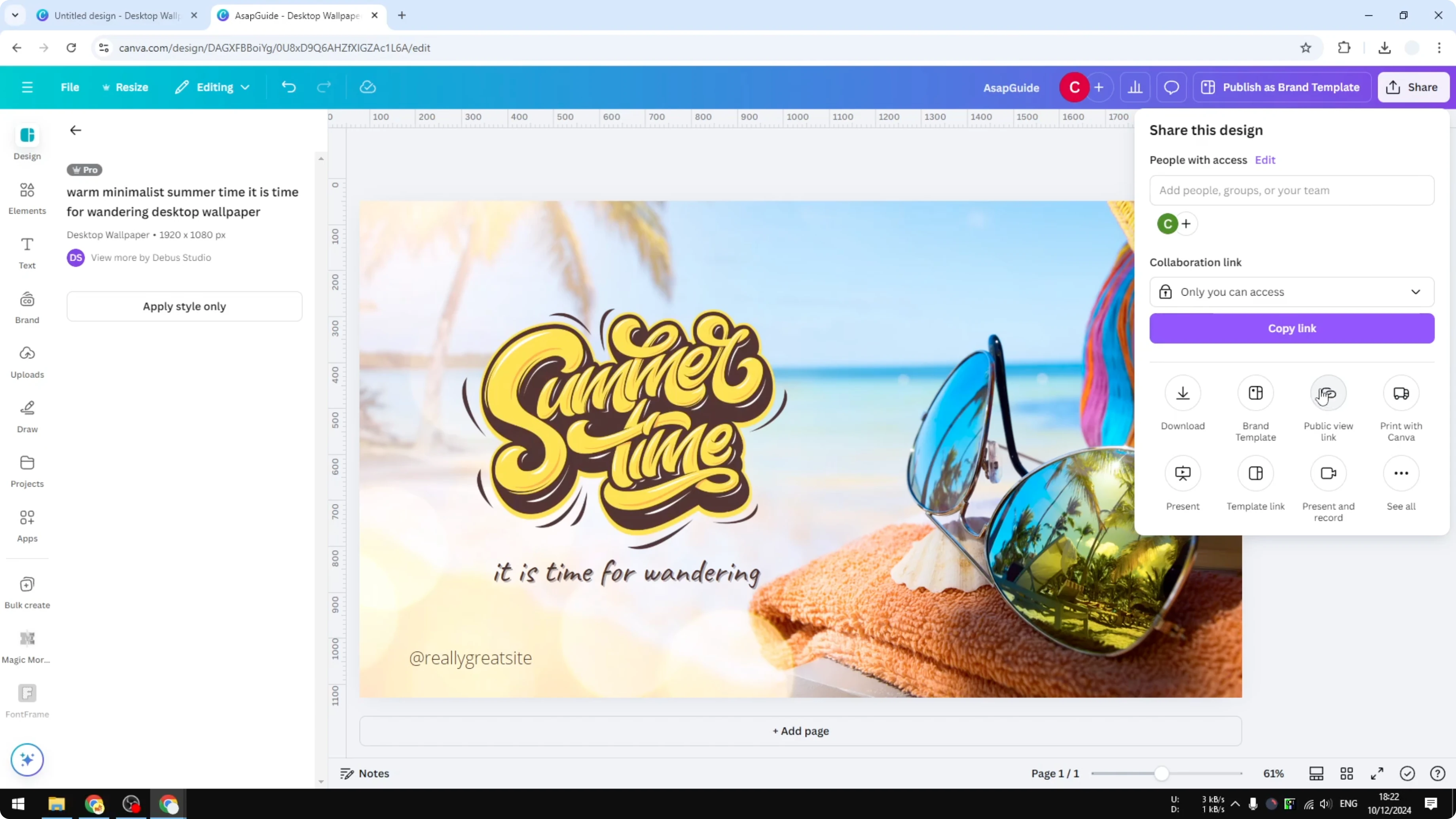 Screenshot from How to Share a Design Template with URL in Canva at 26s