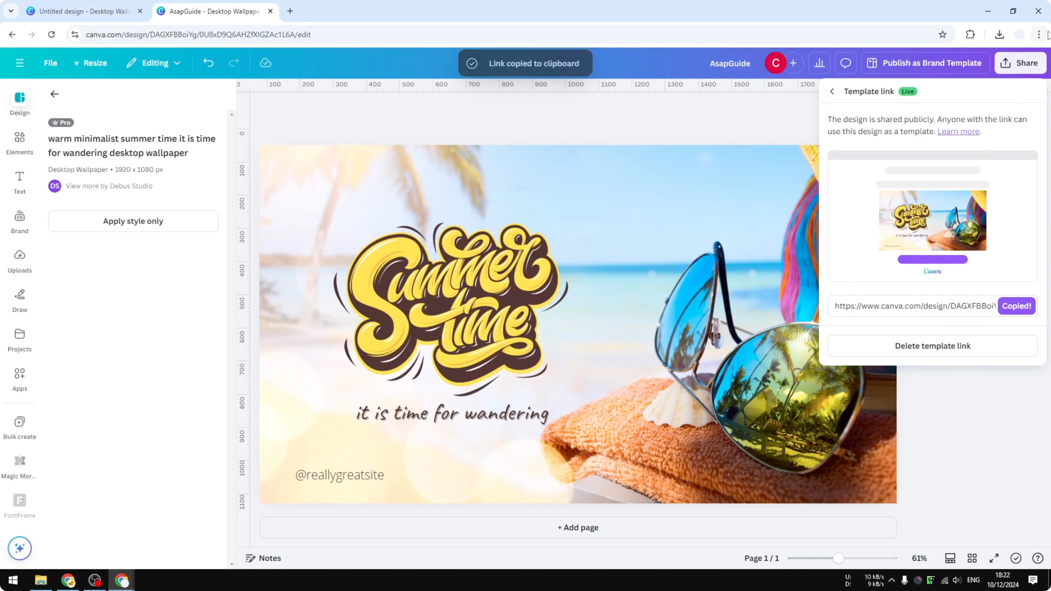 Screenshot from How to Share a Design Template with URL in Canva at 52s