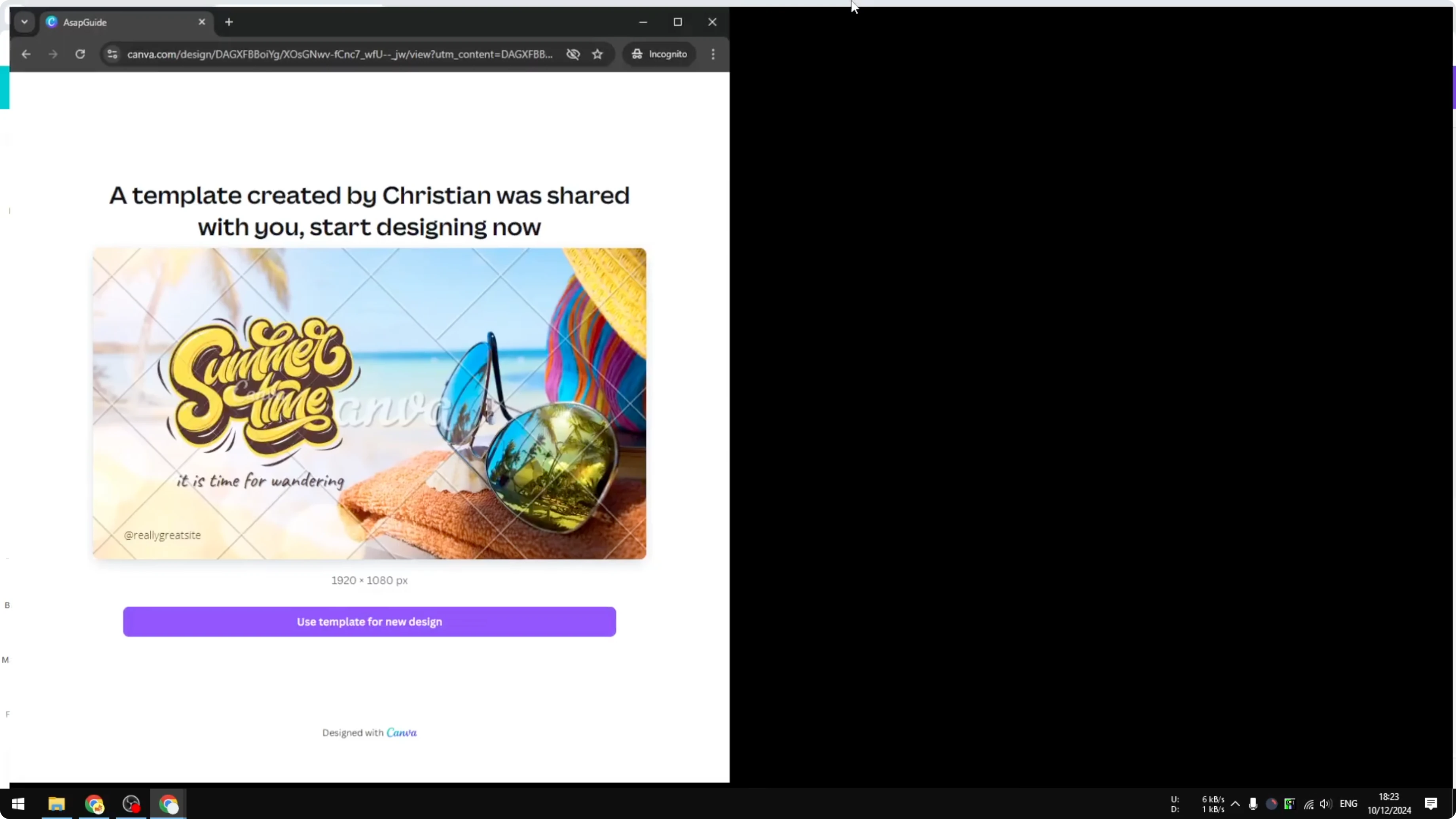 Screenshot from How to Share a Design Template with URL in Canva at 69s