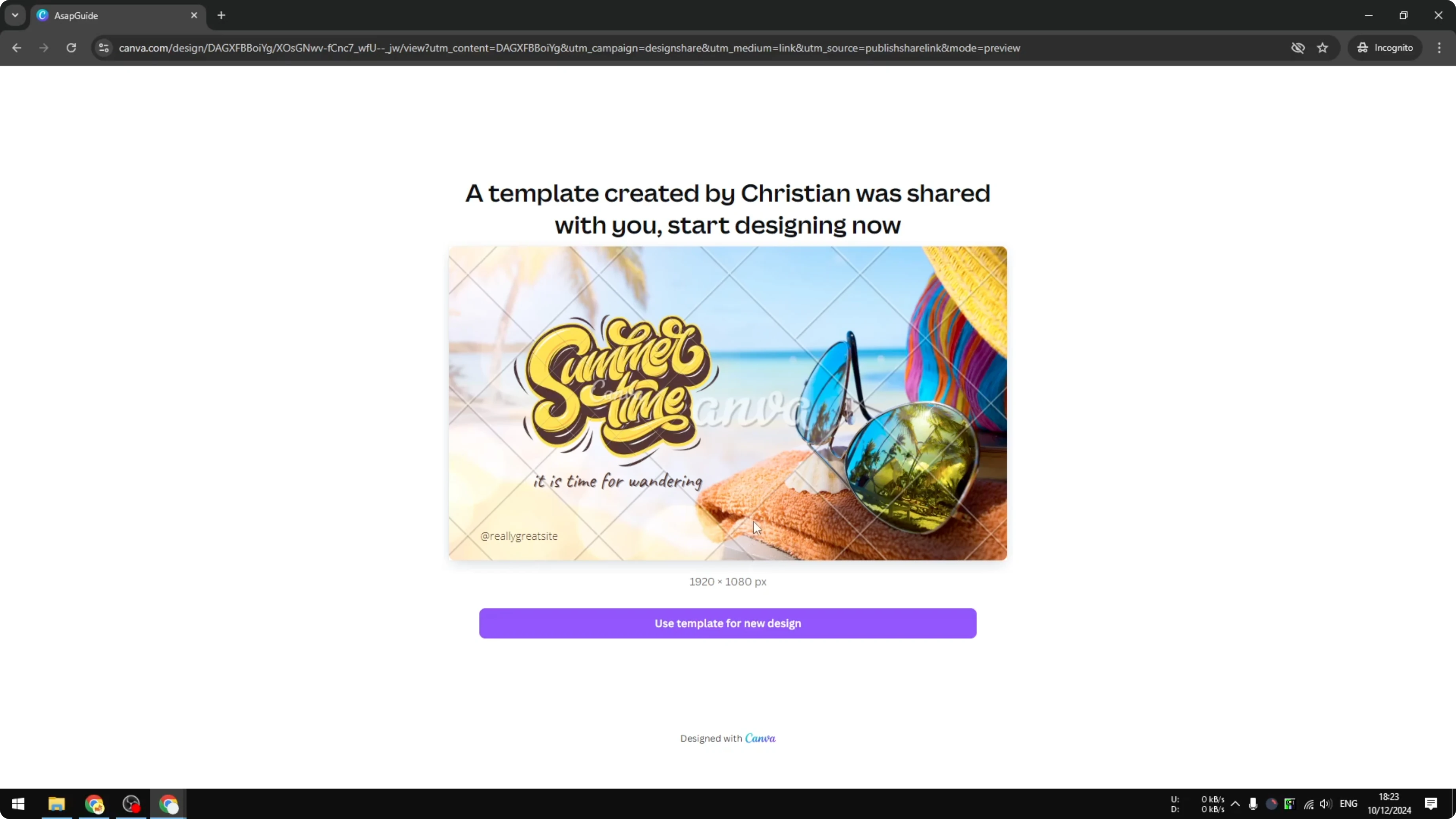 Screenshot from How to Share a Design Template with URL in Canva at 78s