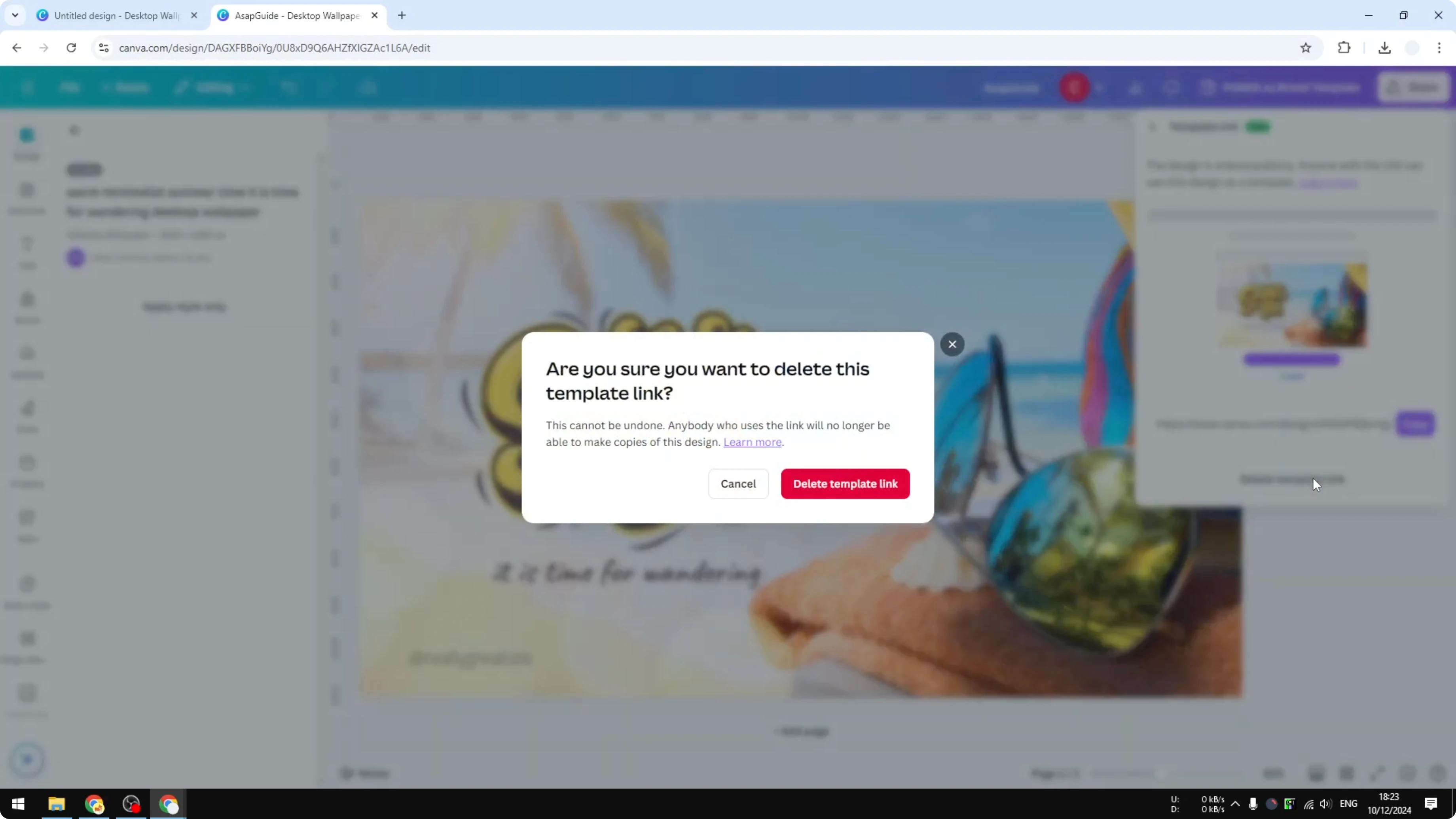 Screenshot from How to Share a Design Template with URL in Canva at 82s