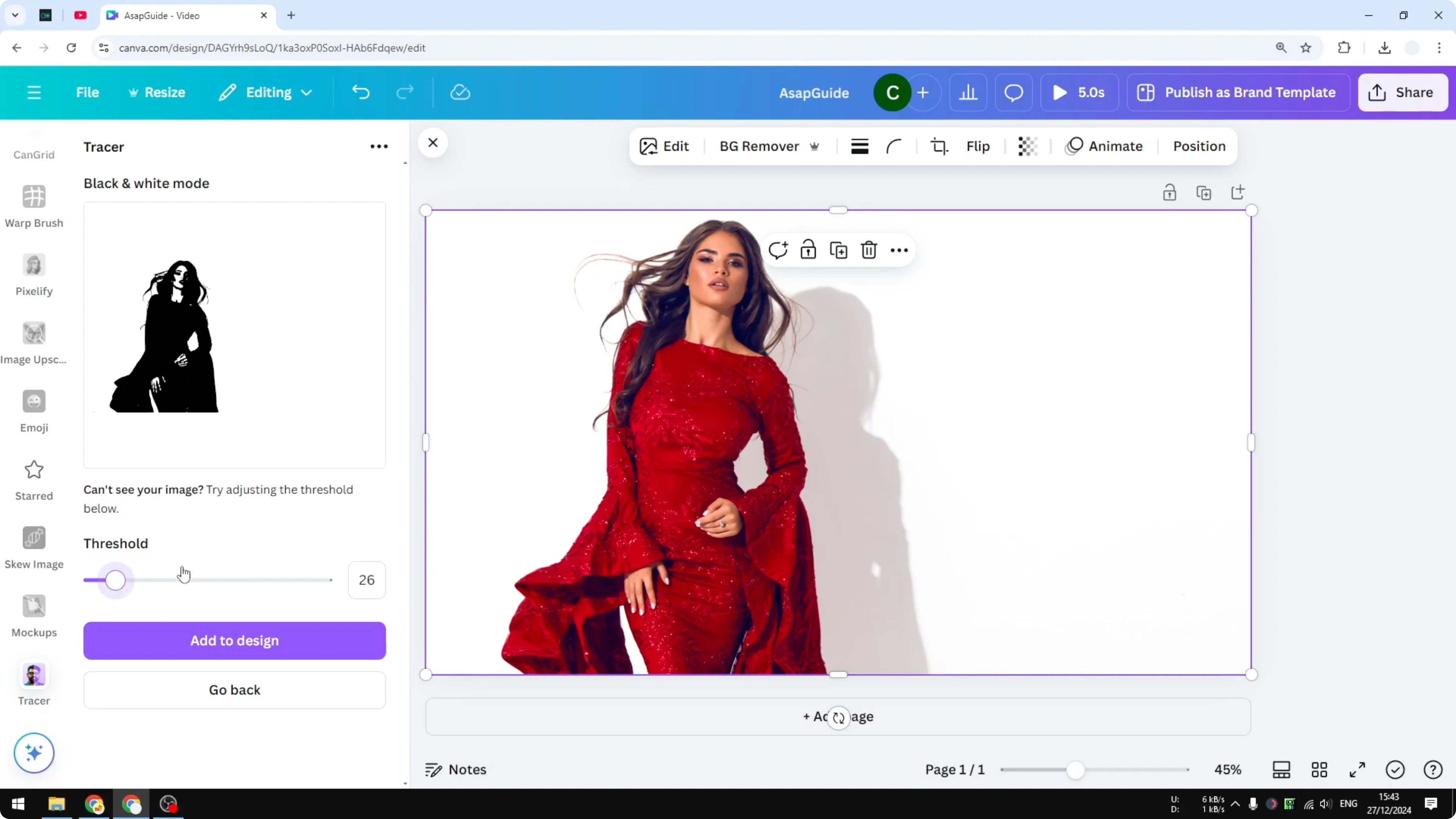 Screenshot from How to Trace Photo in Canva using AI at 114s