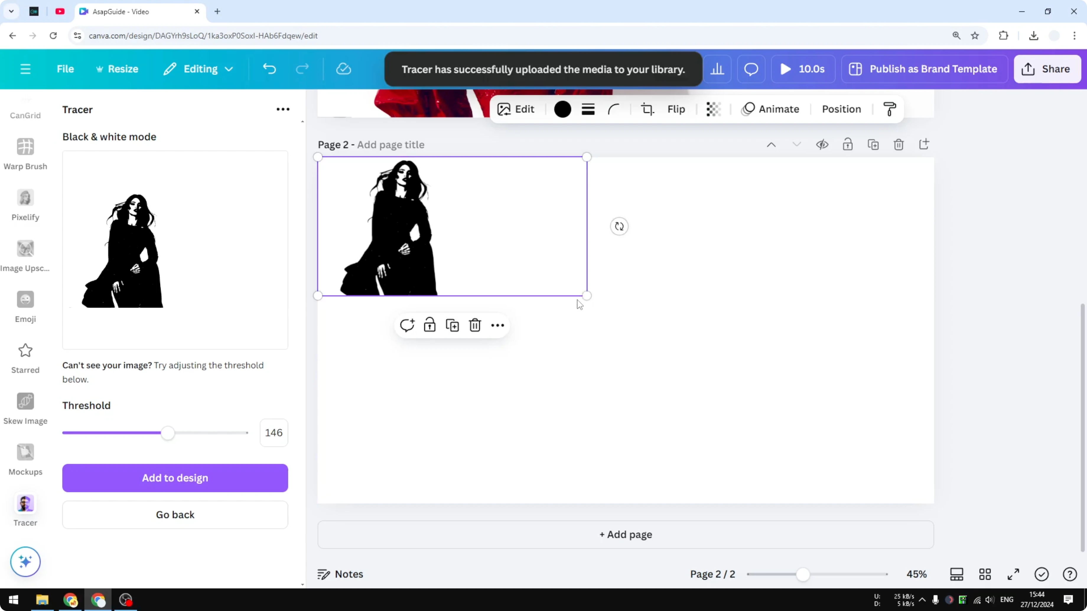 Screenshot from How to Trace Photo in Canva using AI at 151s