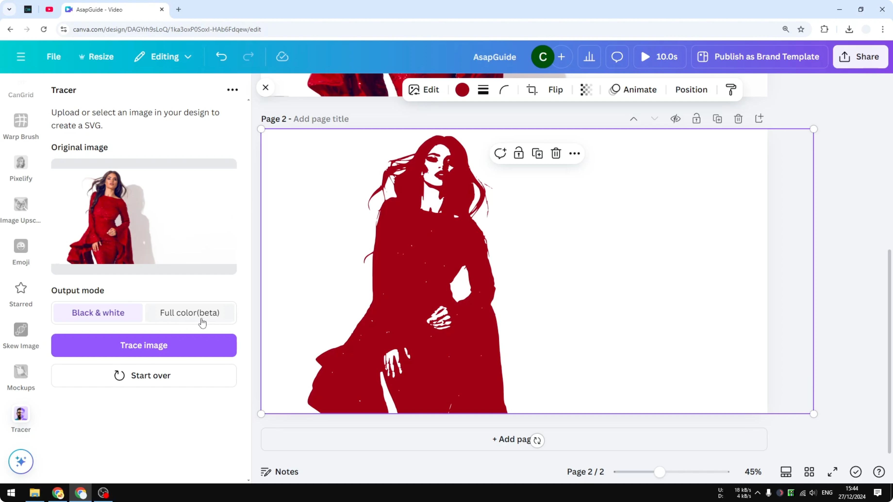 Screenshot from How to Trace Photo in Canva using AI at 171s