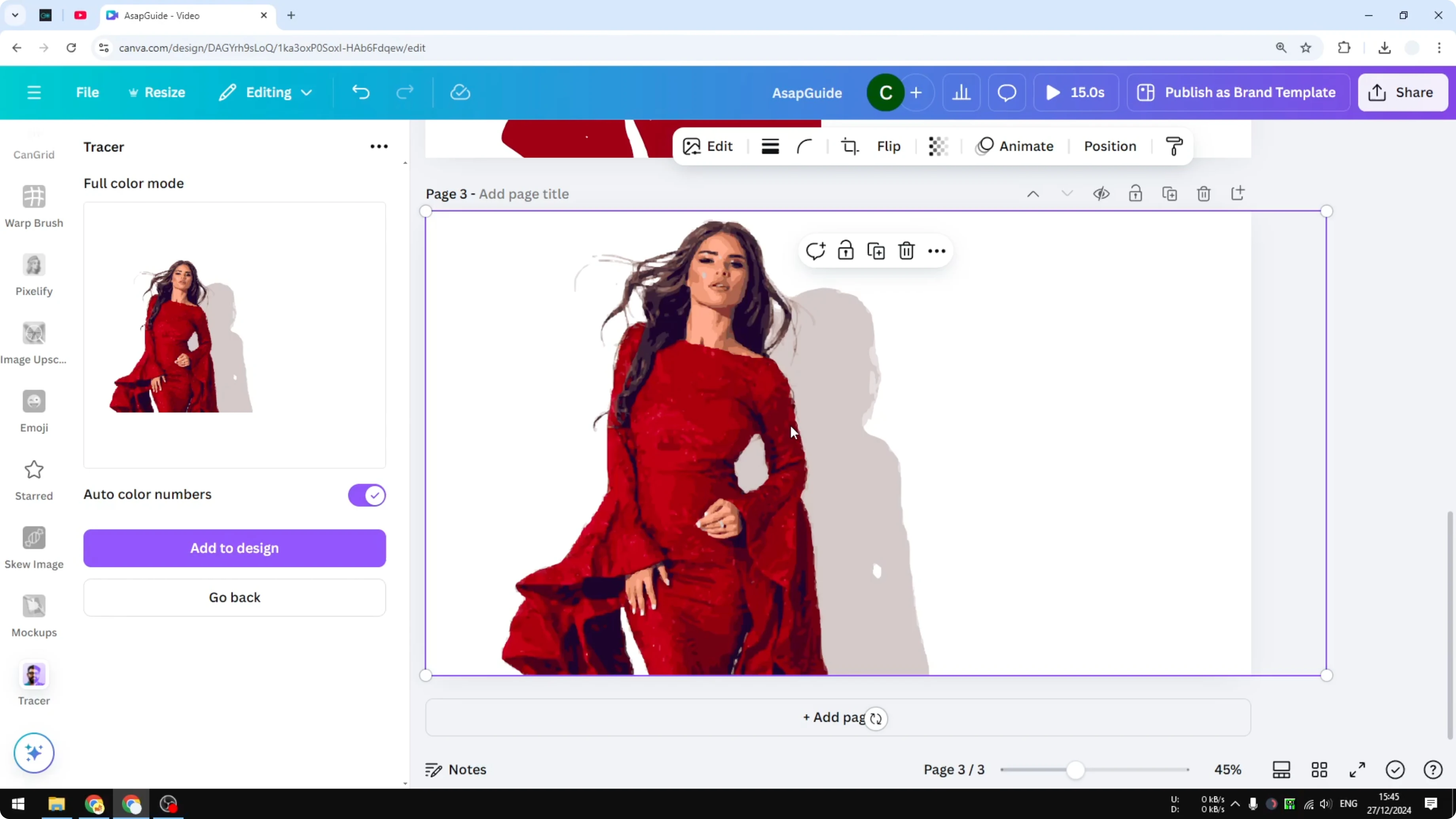 Screenshot from How to Trace Photo in Canva using AI at 237s