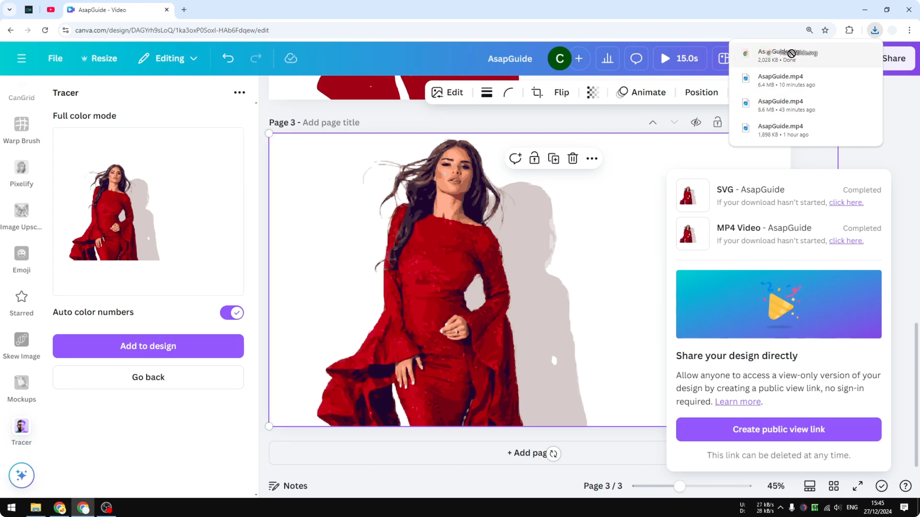 Screenshot from How to Trace Photo in Canva using AI at 266s