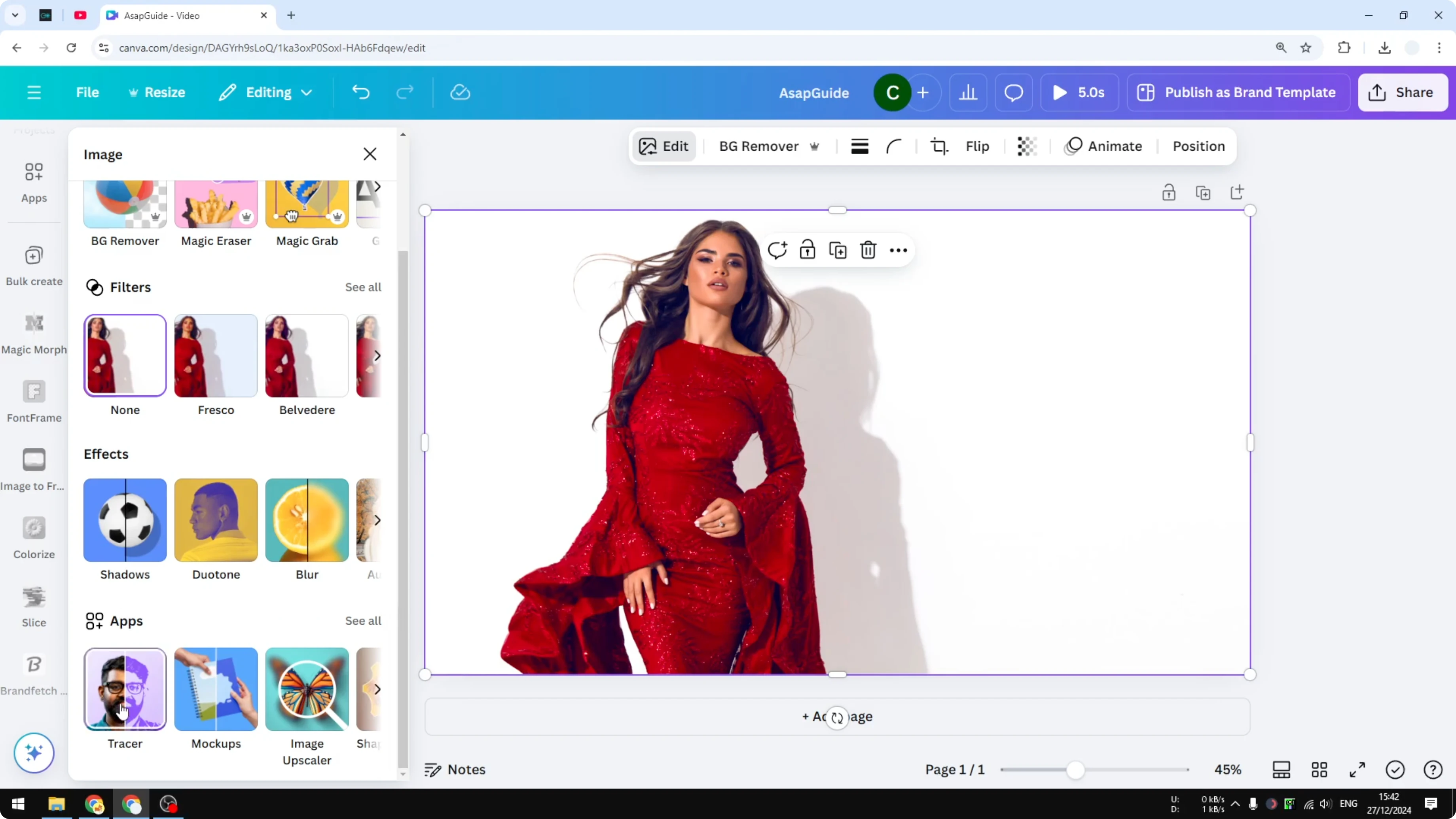 Screenshot from How to Trace Photo in Canva using AI at 37s