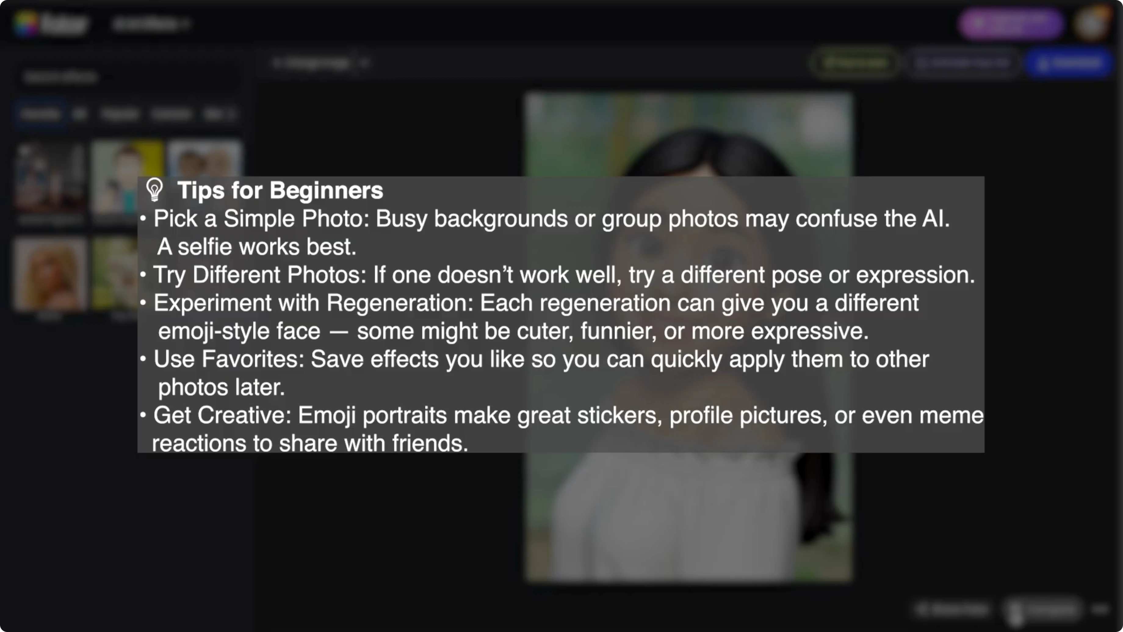 Screenshot from How to Transform Your Photos into Personalized Emoji Style Portraits Using AI? at 128s