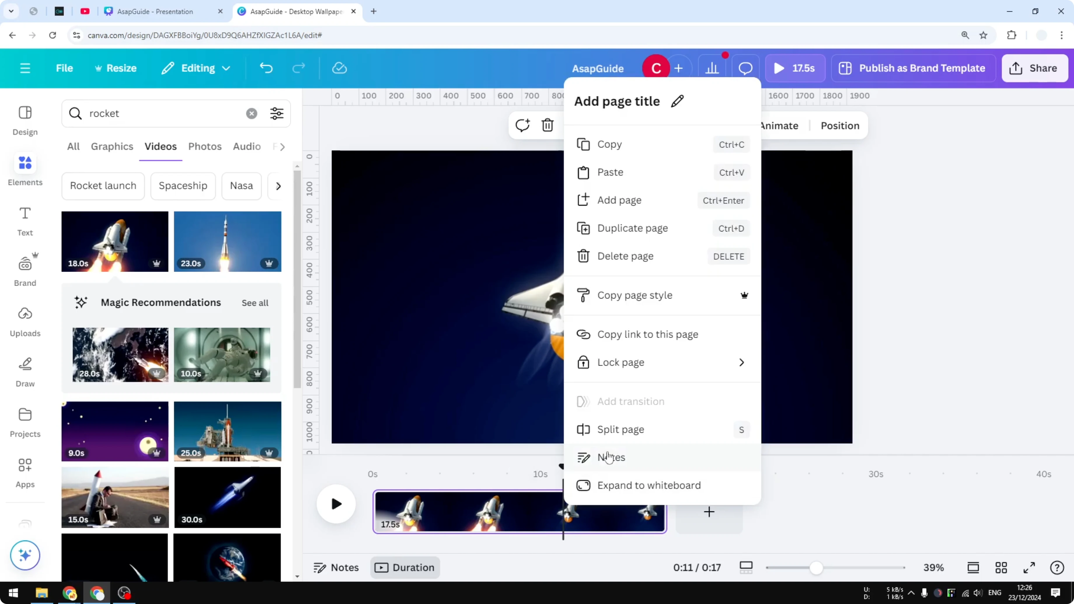 Screenshot from How to Unsplit a Video in Canva at 47s