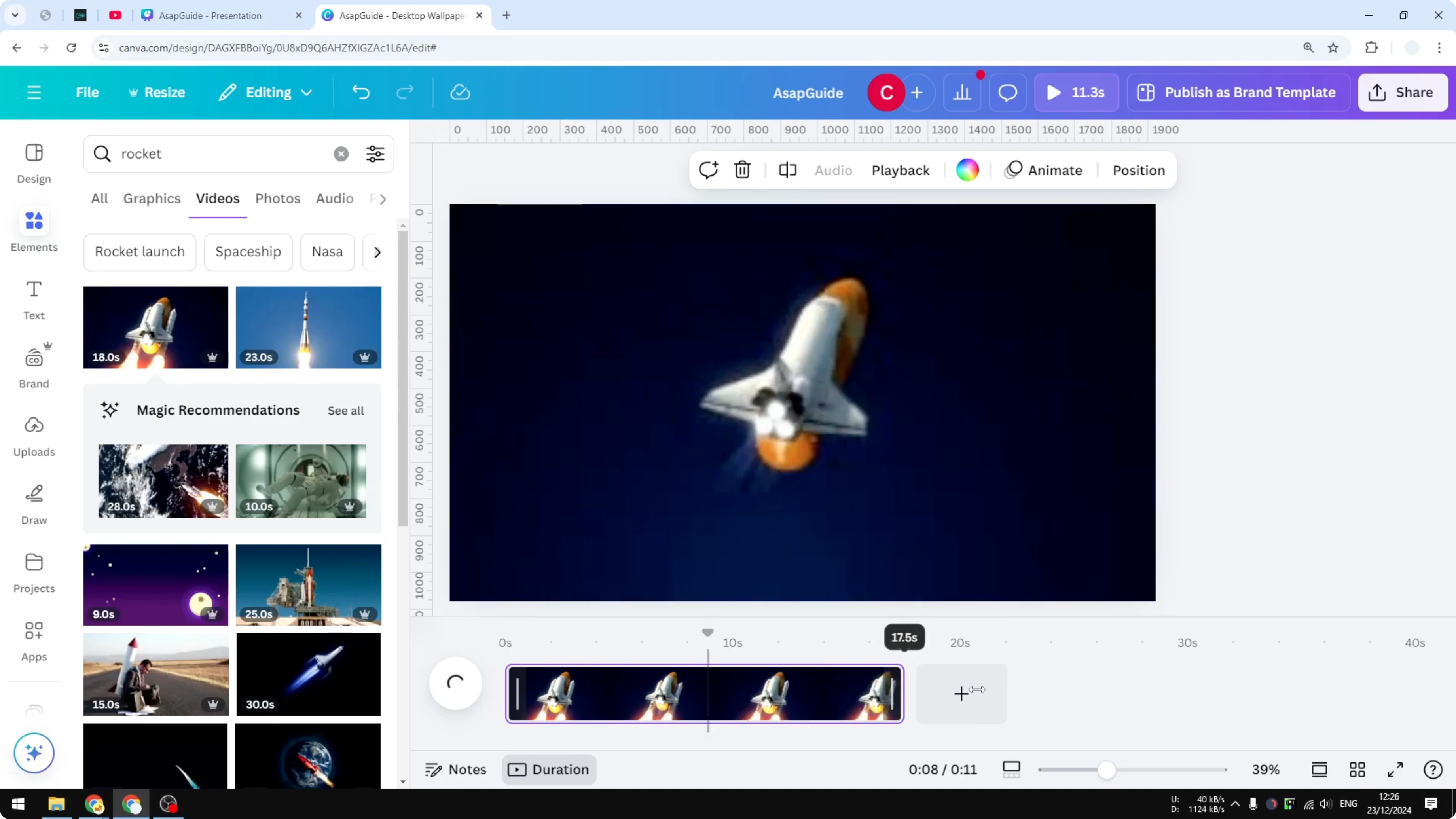 Screenshot from How to Unsplit a Video in Canva at 66s